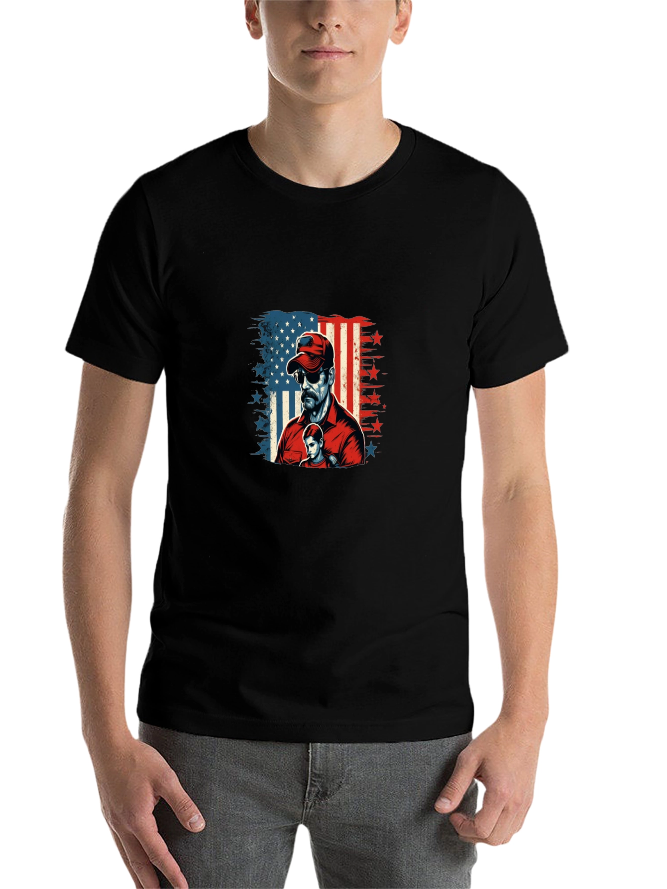 Black Patriotic Dad & Son Graphic Black Tee view 7
