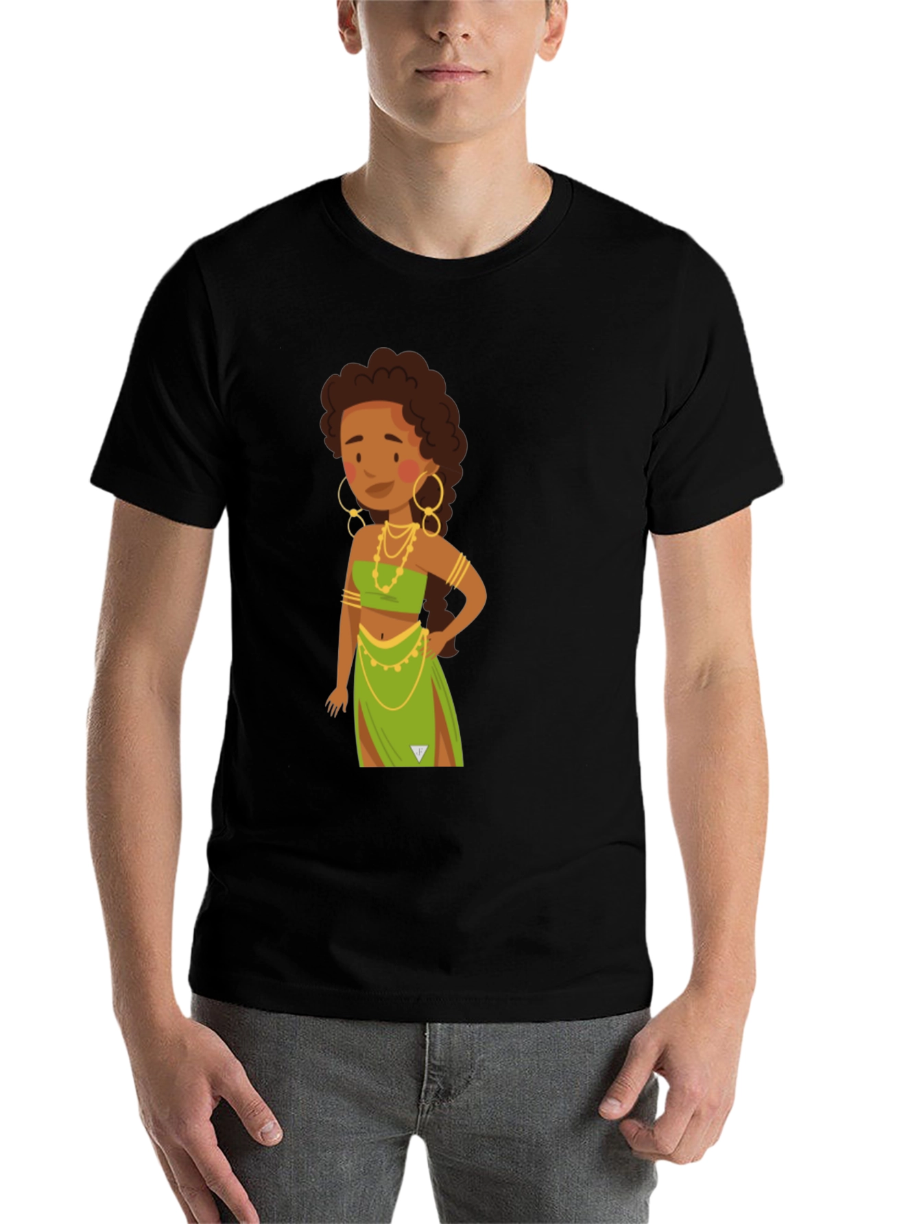 Black Cartoon Woman Graphic Black T-Shirt view 7