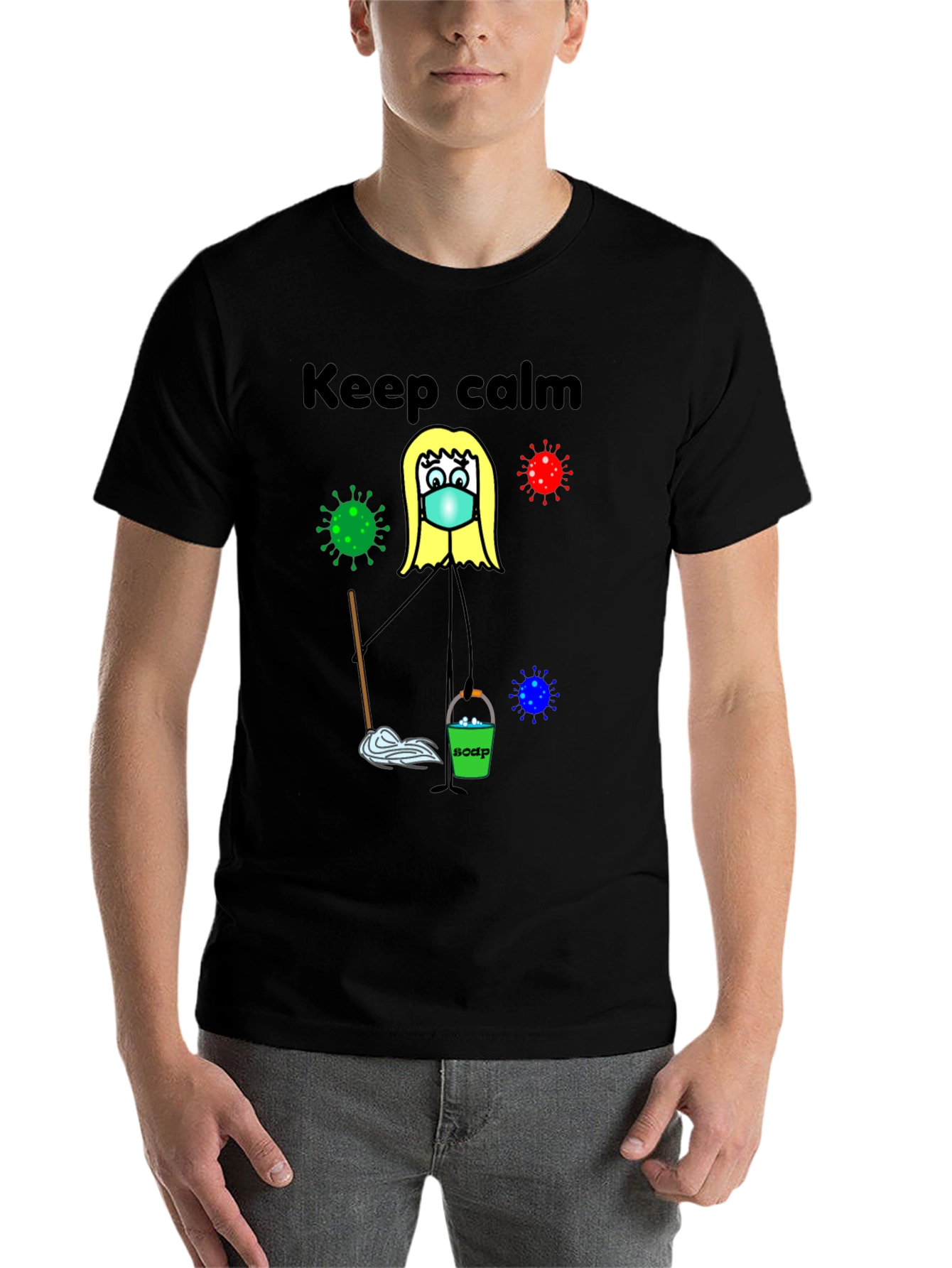 Black Keep Calm and Clean T-Shirt view 7