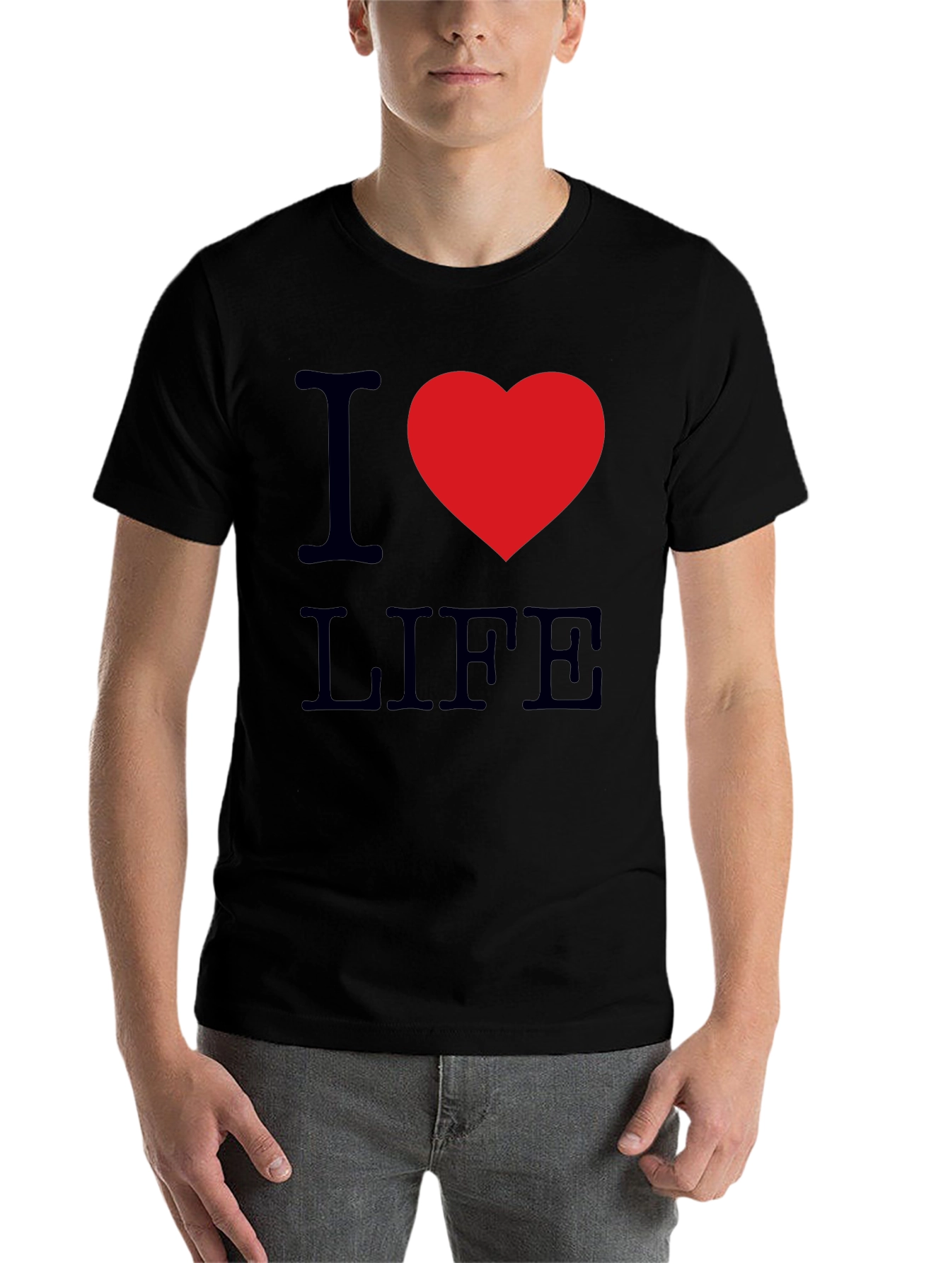 Black I Love Life Graphic Tee - Soft Cotton Comfort view 7