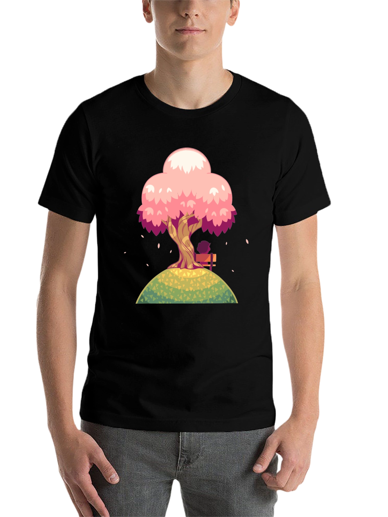 Black Cherry Blossom Tree Graphic T-Shirt view 7