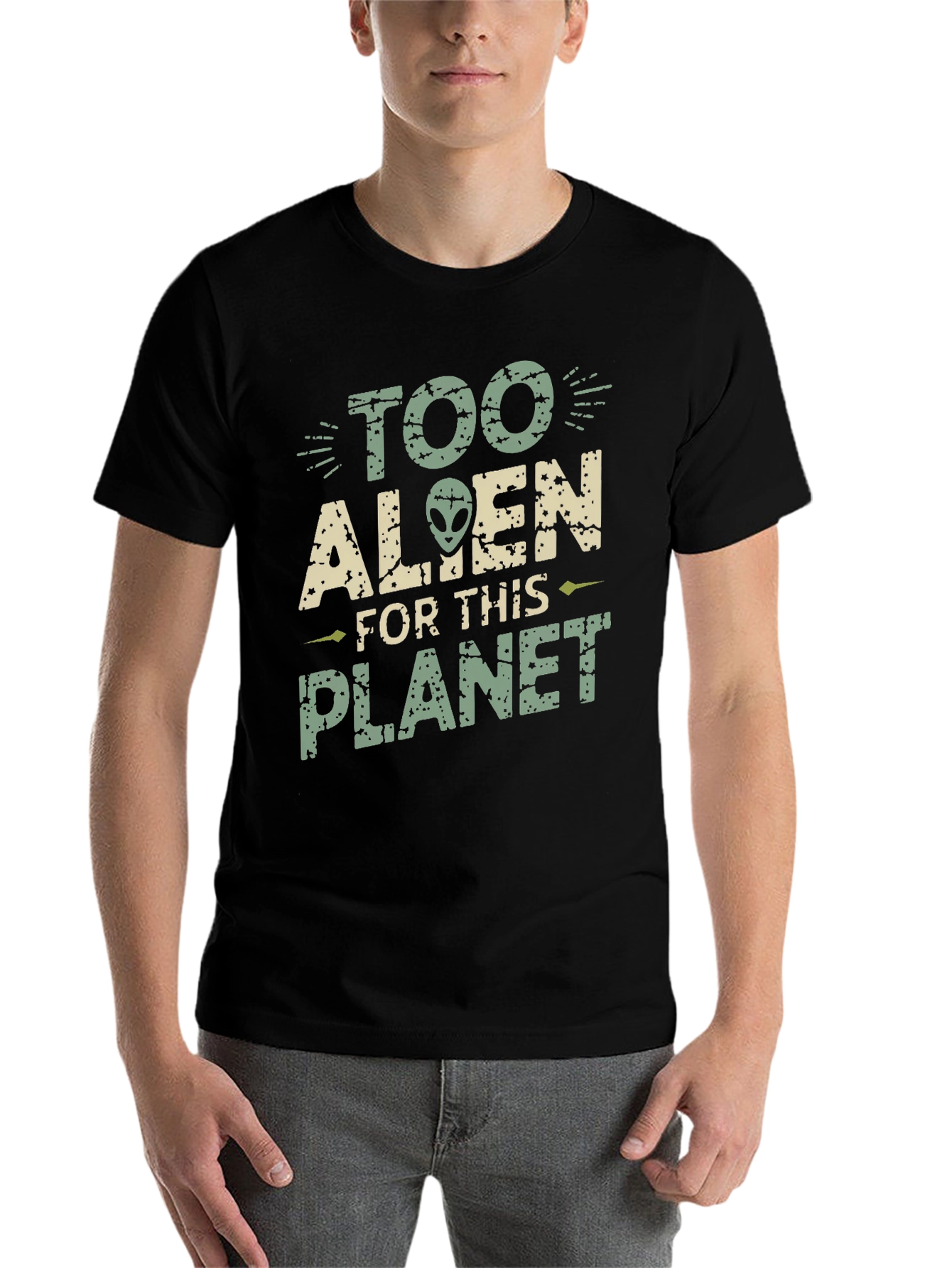 Black Too Alien for This Planet Graphic Tee view 7