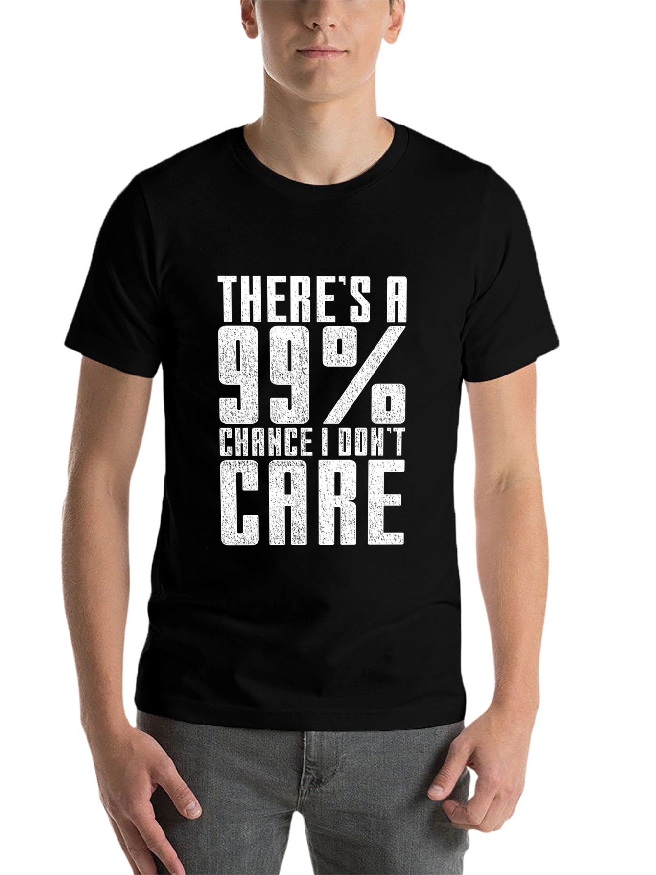 Black 99% Chance I Don't Care Graphic Tee view 7