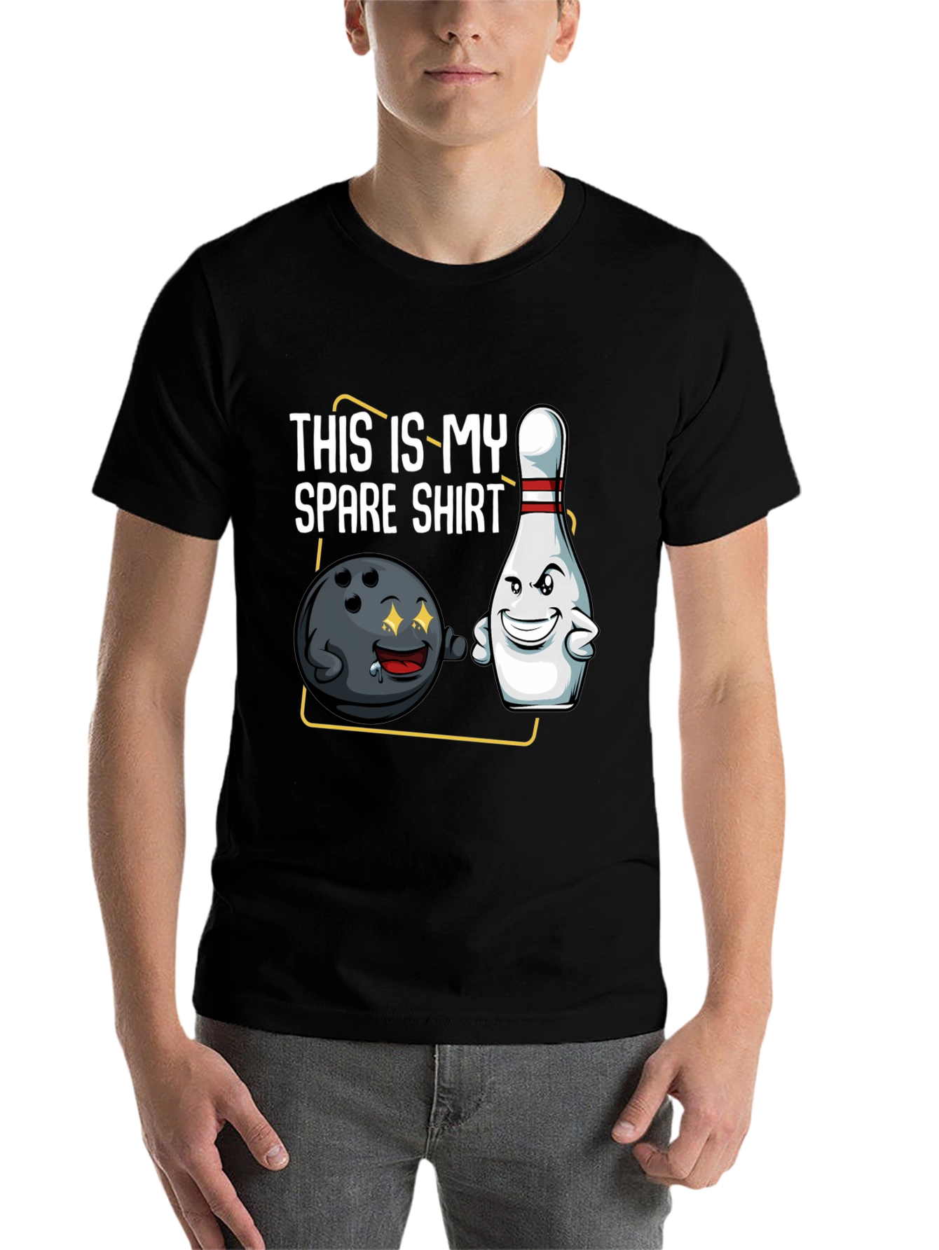 Black Funny Bowling T-Shirt - This is My Spare Shirt view 7