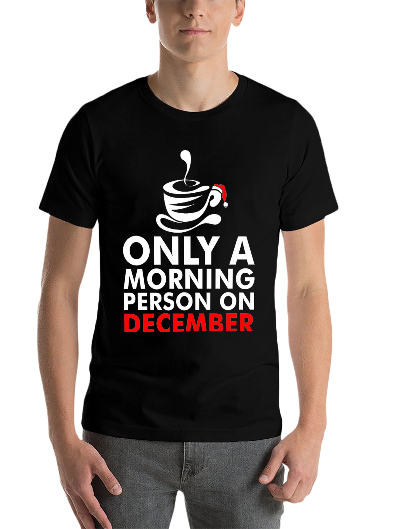 Black Morning Person on December Graphic T-Shirt view 7