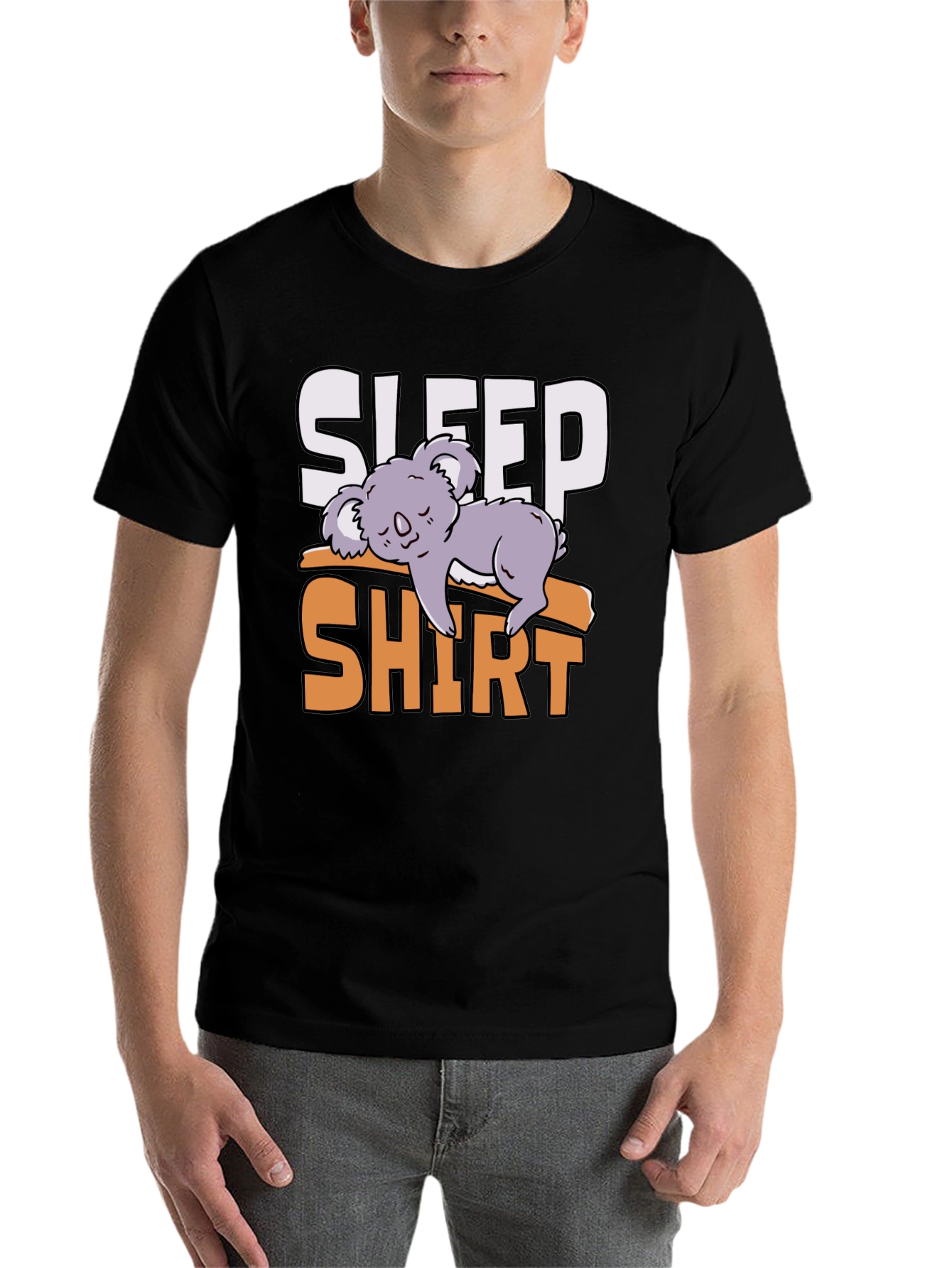 Black Sleep Shirt Koala Tee - Funny Lazy Animal T-Shirt view 7