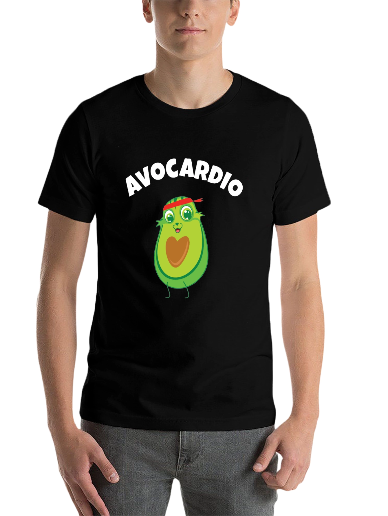 Black Avocardio Workout T-Shirt - Funny Avocado Gym Tee view 7
