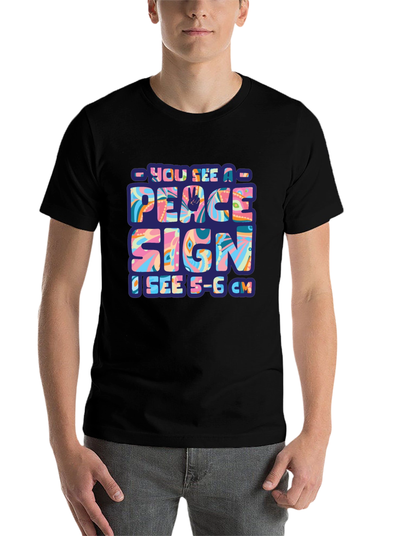 Black Peace Sign Funny Adult Humor T-Shirt view 7