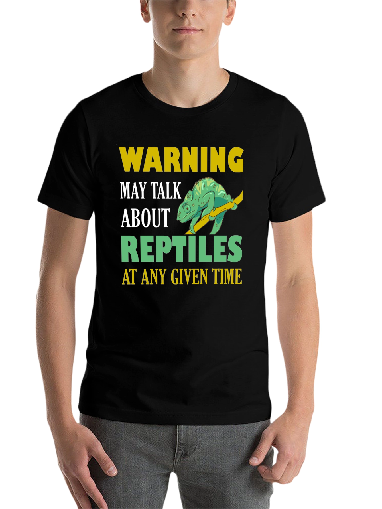 Black Warning May Talk About Reptiles T-Shirt view 7
