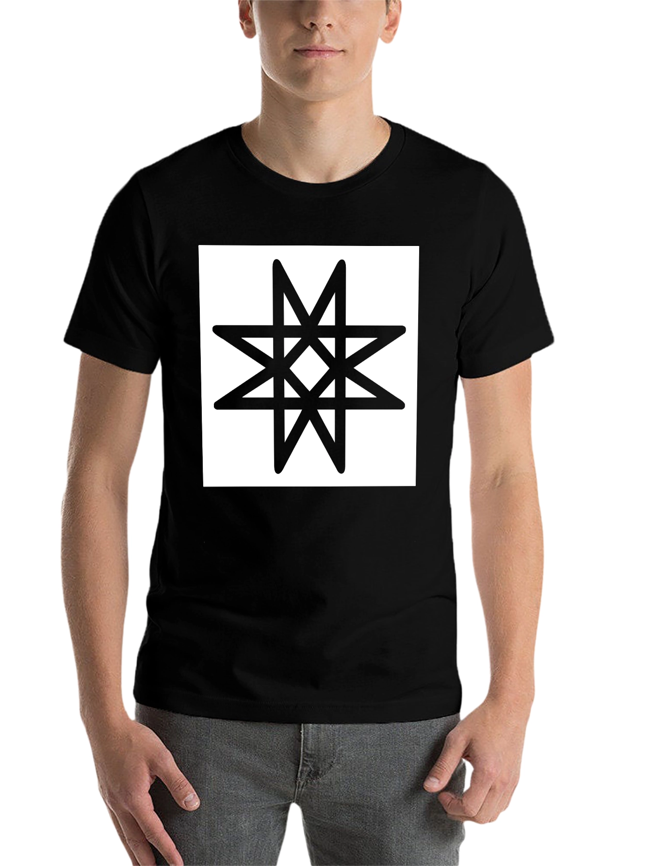 Black Black T-Shirt with Star of Lada Graphic Tee view 7