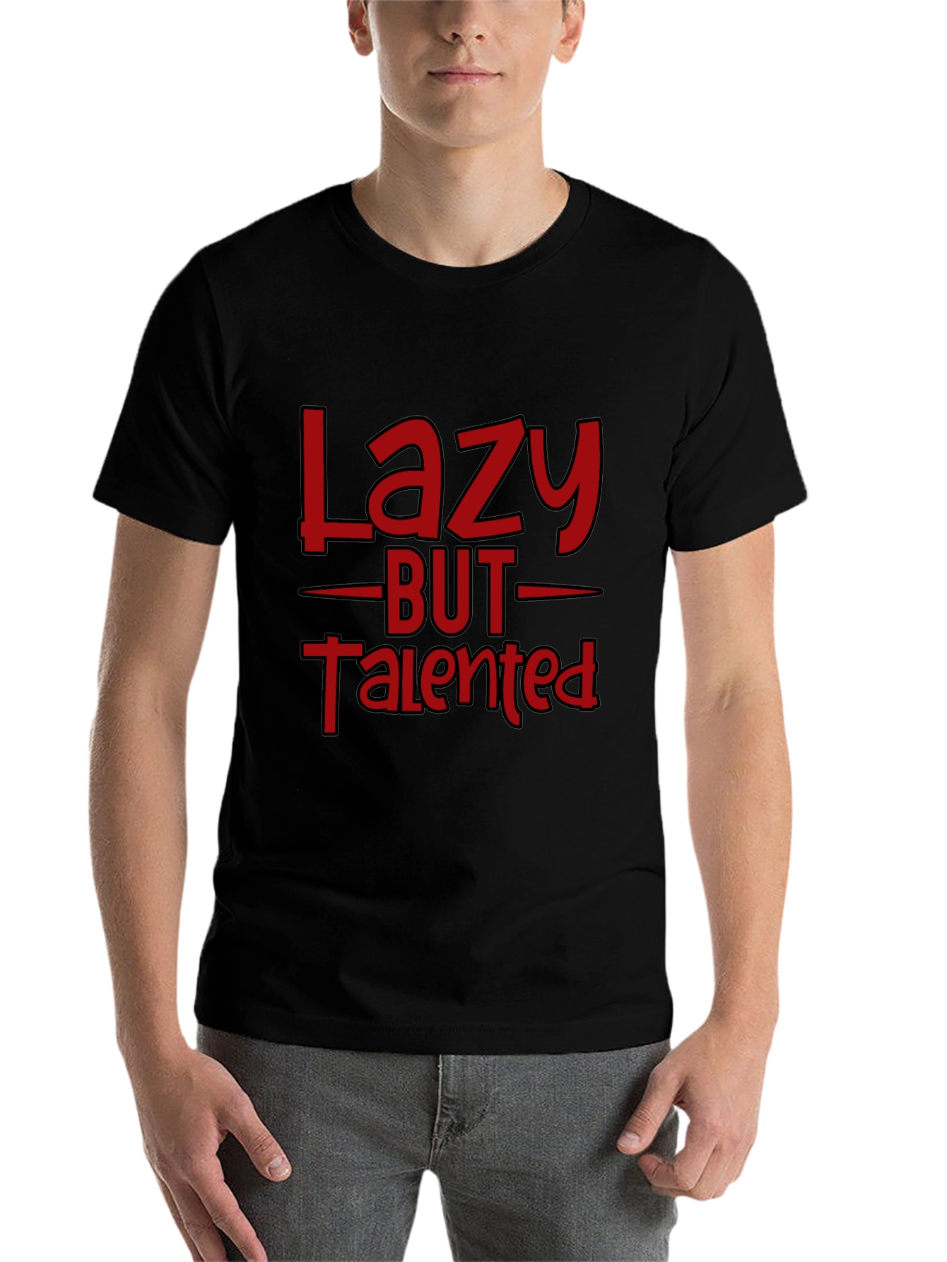 Black Lazy But Talented Graphic T-Shirt view 7