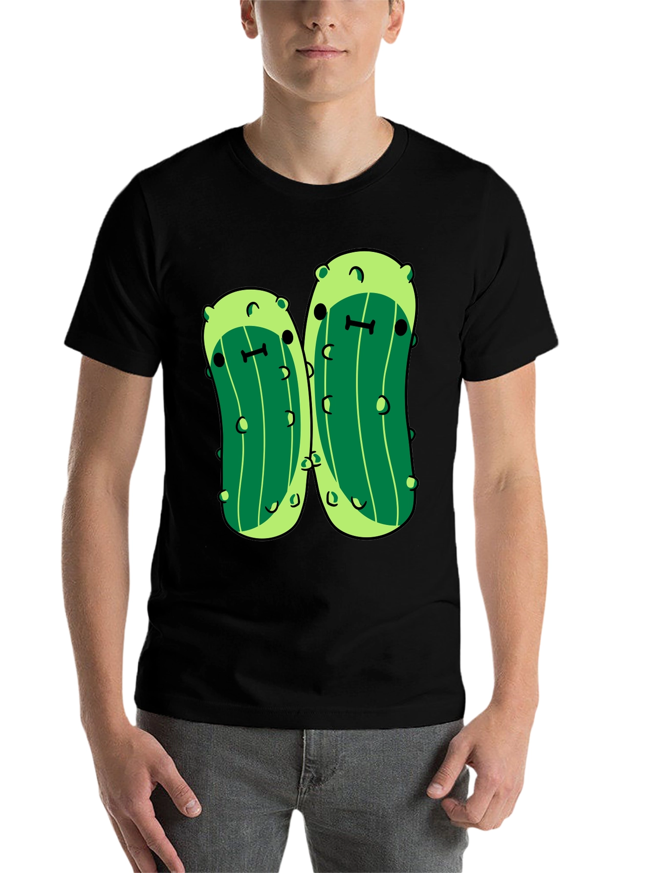 Black Kawaii Pickle Graphic Tee - Unisex Black T-Shirt view 7