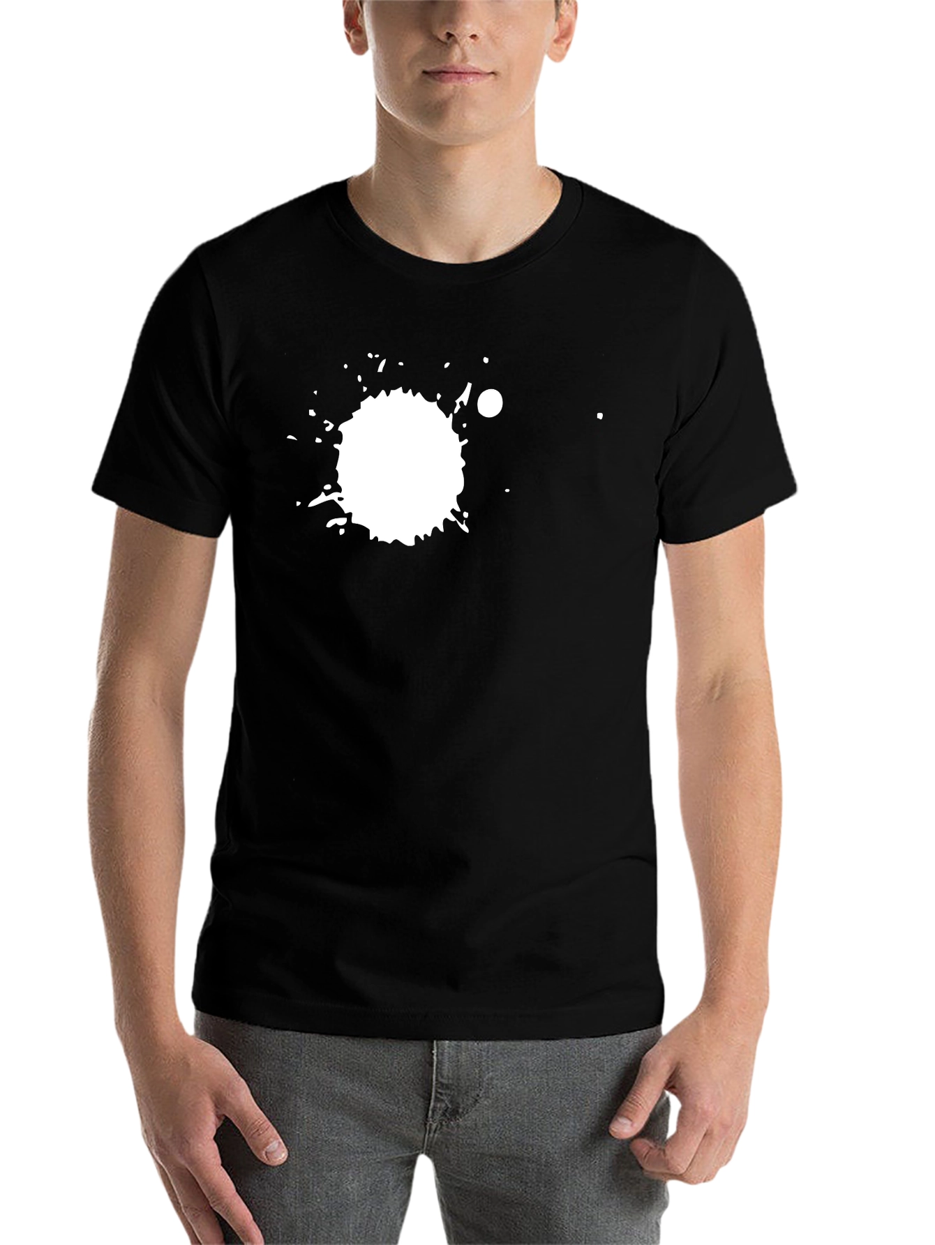Black Black Tee with White Splatter Graphic Print view 7
