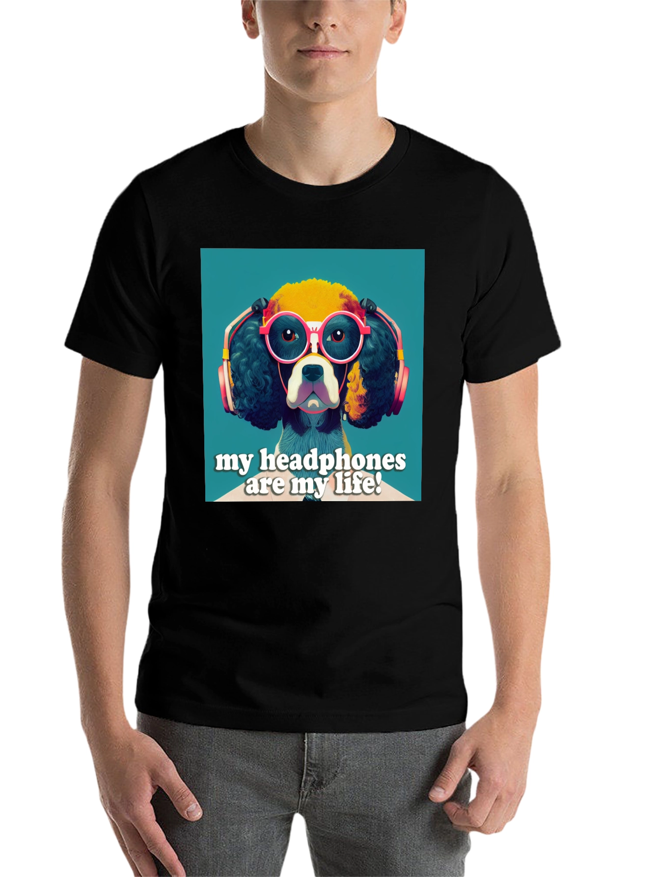 Black Dog Headphones Graphic Tee - My Headphones Are My Life view 7