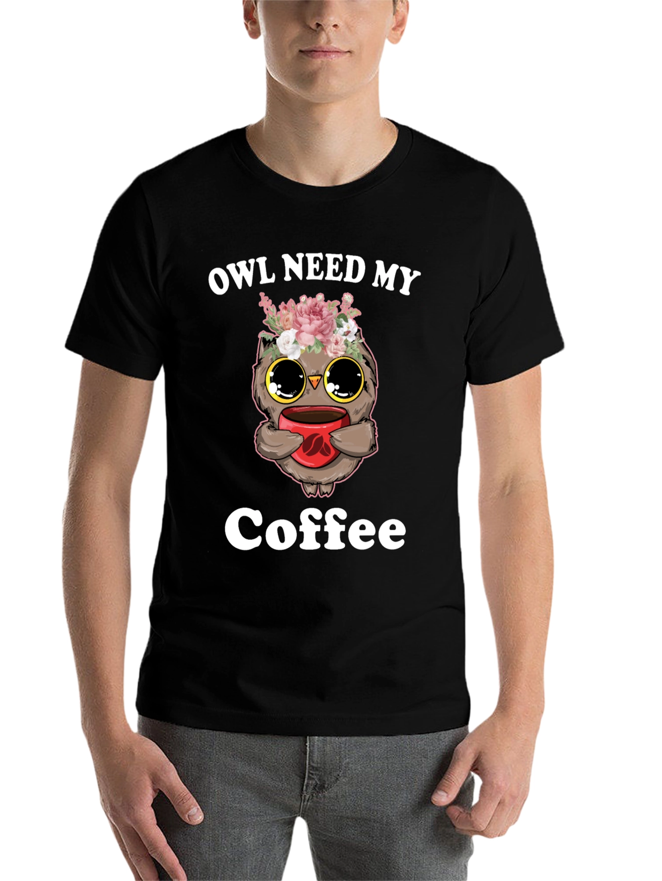 Black Owl Need My Coffee T-Shirt view 7