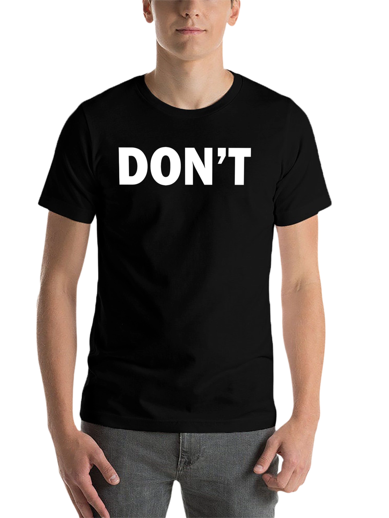 Black Men's Black T-Shirt - Don't Slogan view 7