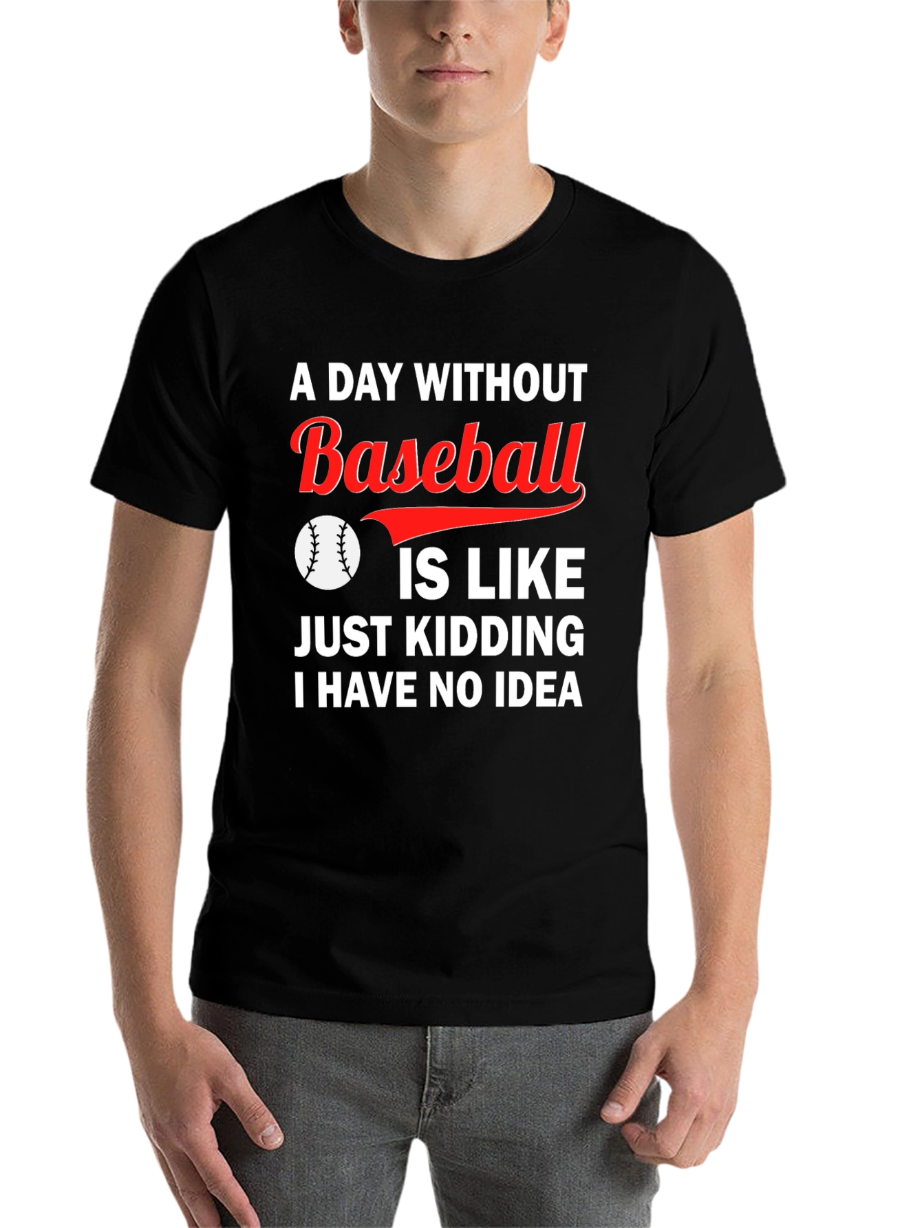 Black Funny Baseball T-Shirt - A Day Without Baseball view 7