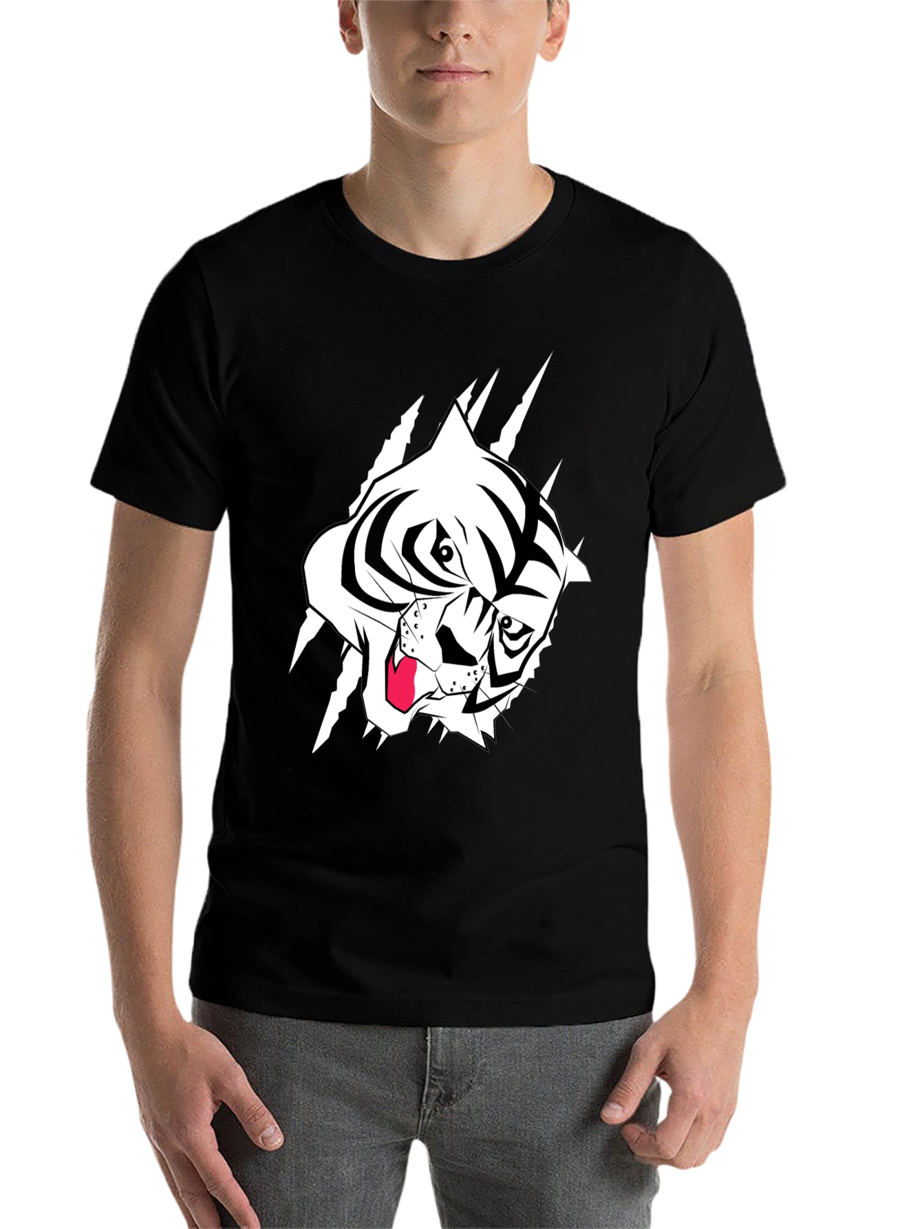 Black Black T-Shirt with Tiger Graphic view 7