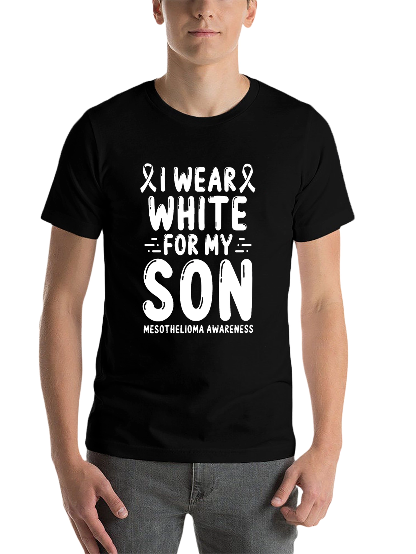 Black I Wear White For My Son Awareness T-Shirt view 7