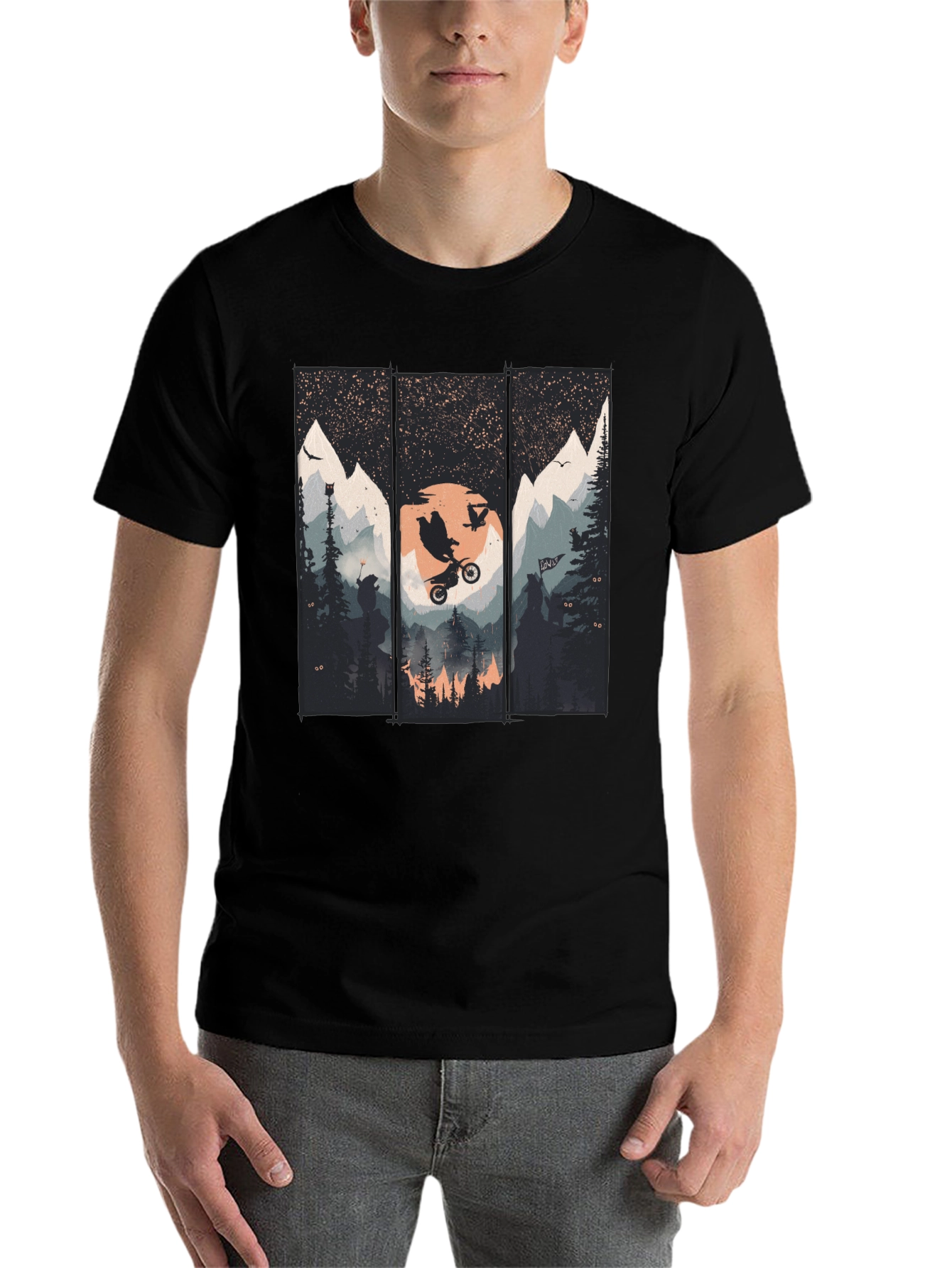 Black Mountain Bike Scene Graphic Tee view 7