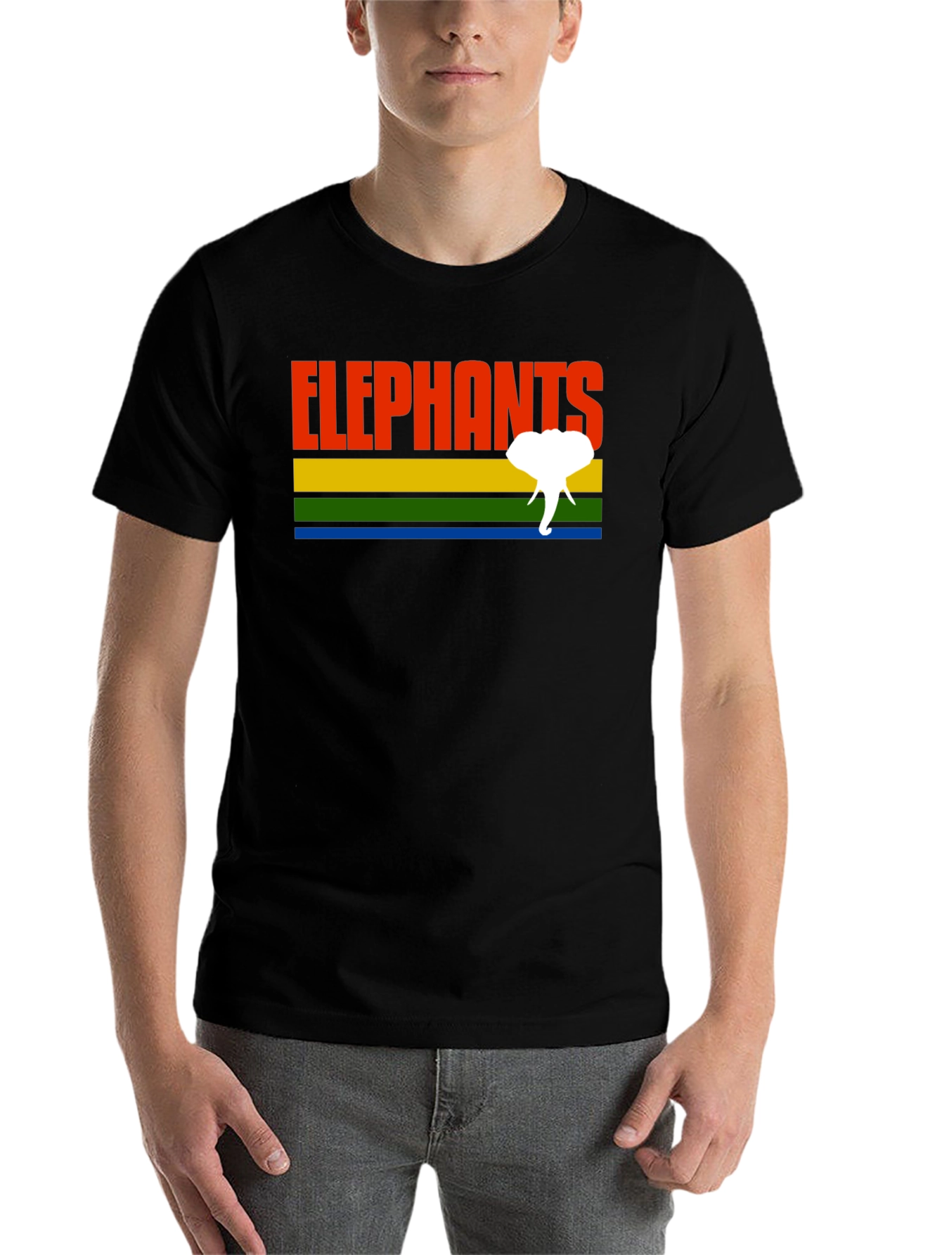 Black Retro Elephants Graphic T-Shirt - Unique Design! view 7