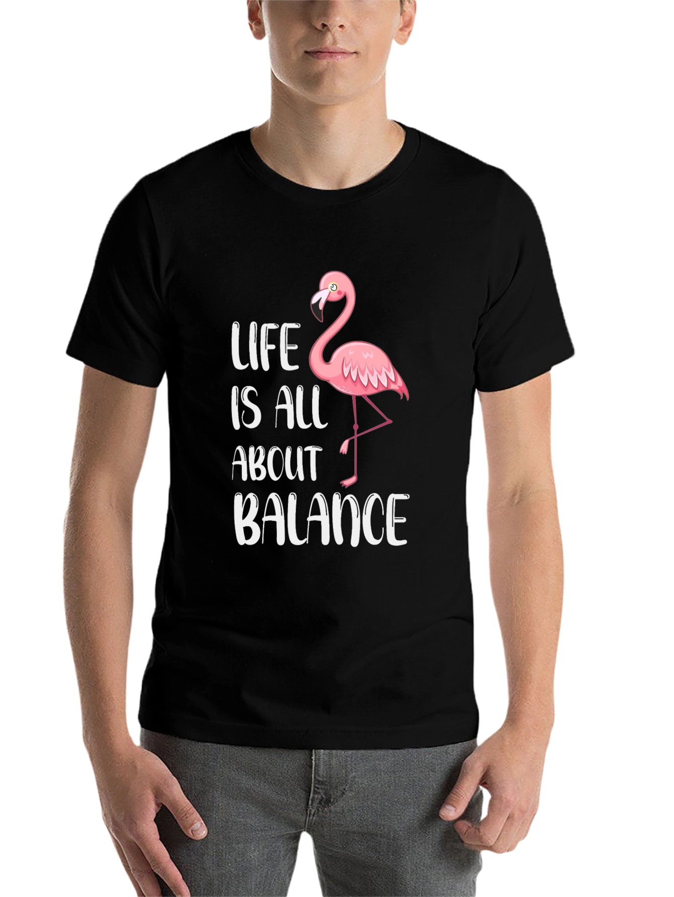 Black Life is All About Balance Flamingo Graphic T-Shirt view 7