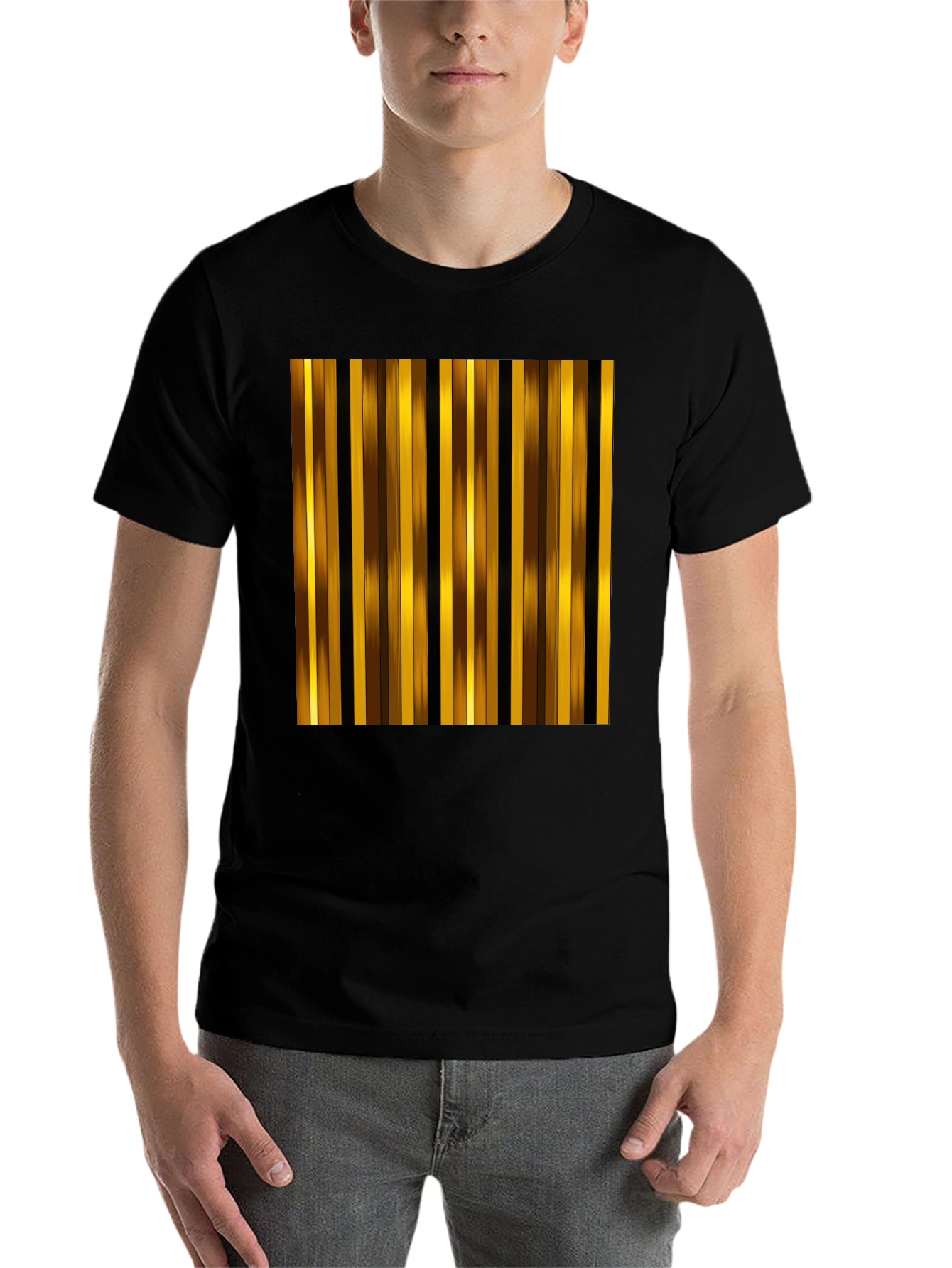 Black Striped Graphic Tee - Gold and Brown view 7