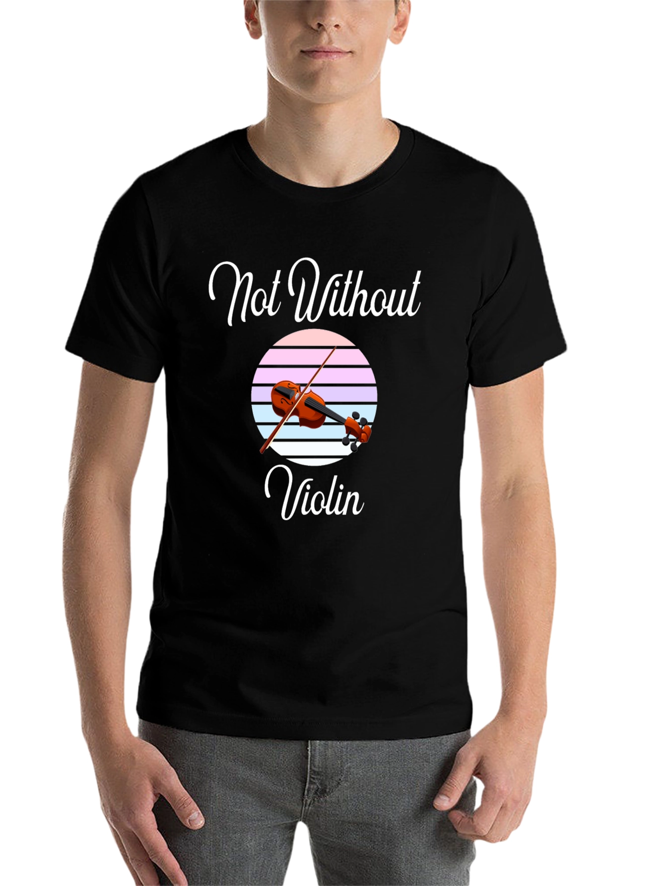 Black Not Without Violin T-Shirt - Music Lover Tee view 7