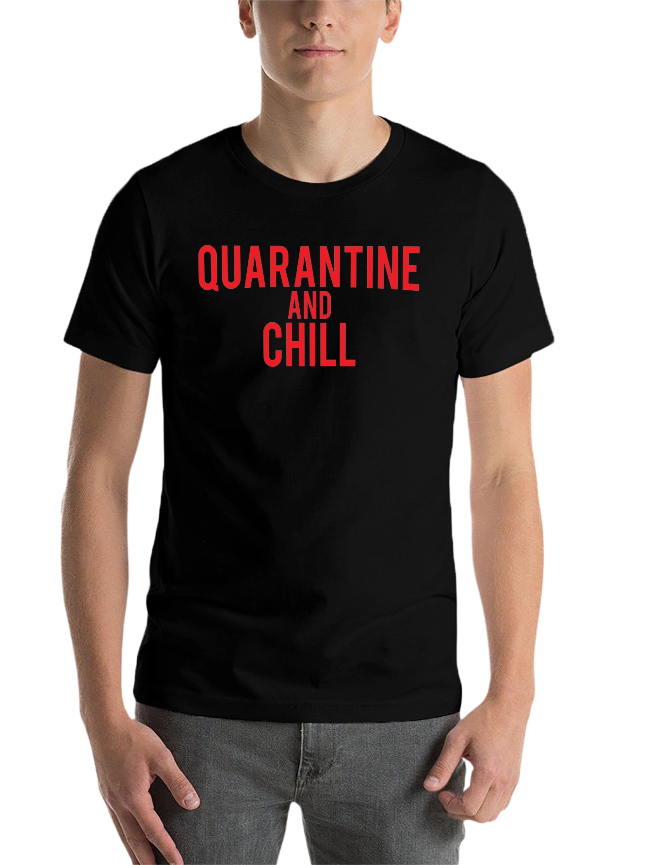 Black Quarantine and Chill Black T-Shirt view 7