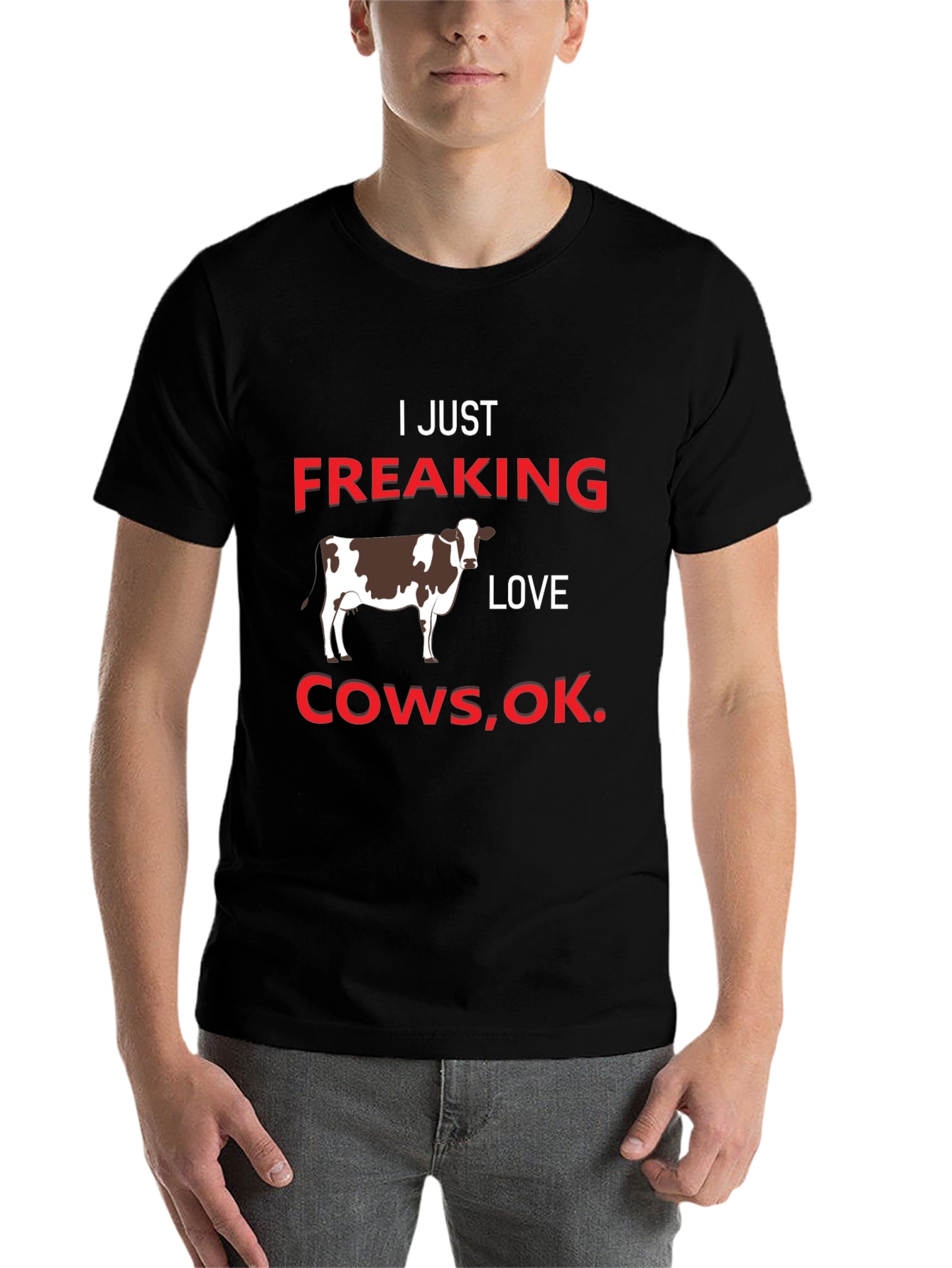 Black I Just Freaking Love Cows T-Shirt view 7