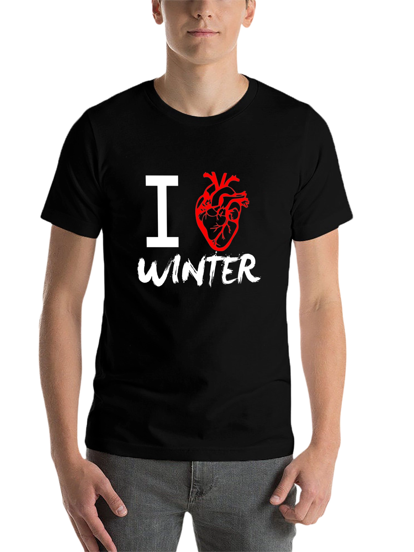 Black I Heart Winter Graphic T-Shirt view 7