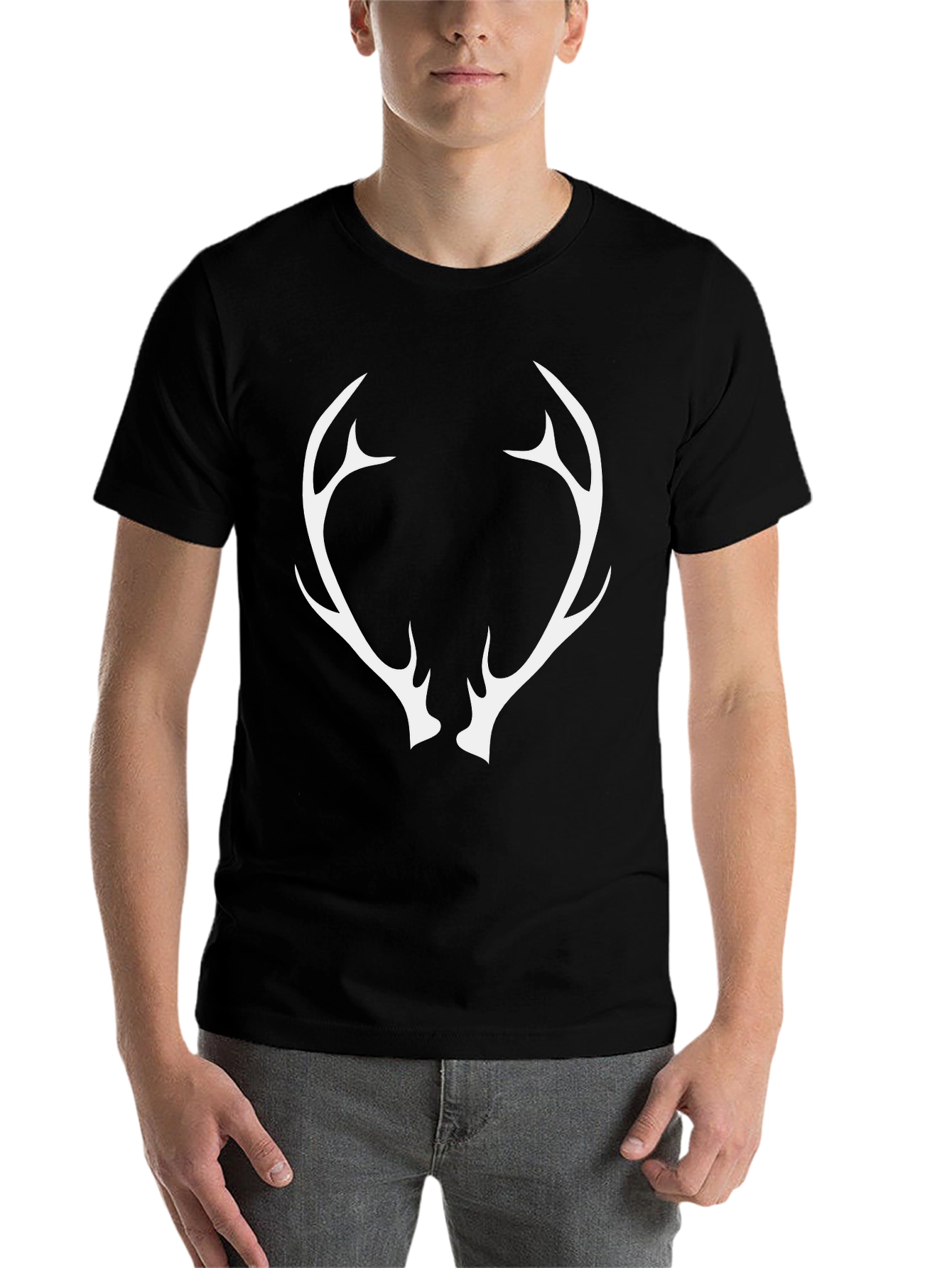 Black Antler Graphic Tee - Black Cotton Blend Shirt view 7