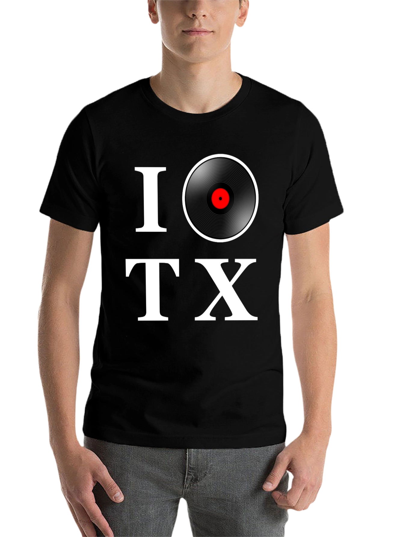 Black I Love Vinyl TX Black Graphic Tee view 7