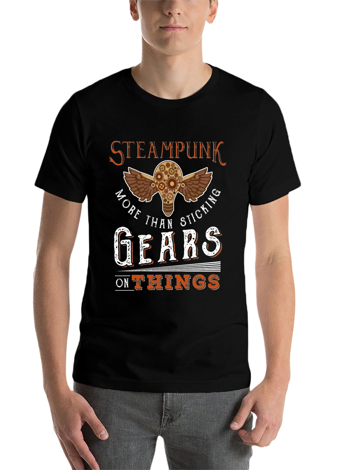 Black Steampunk Gears T-Shirt view 7