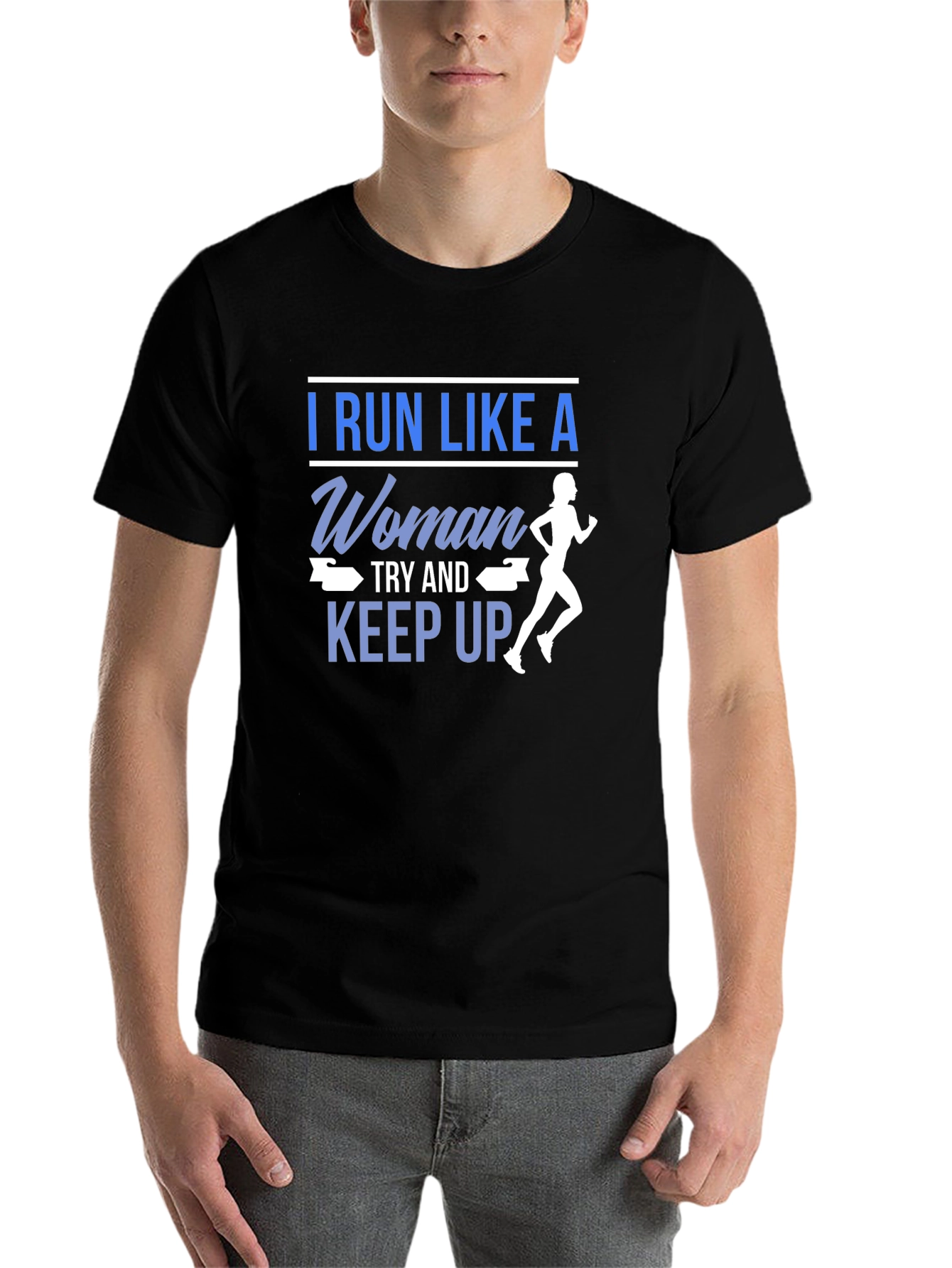 Black I Run Like A Woman T-Shirt view 7