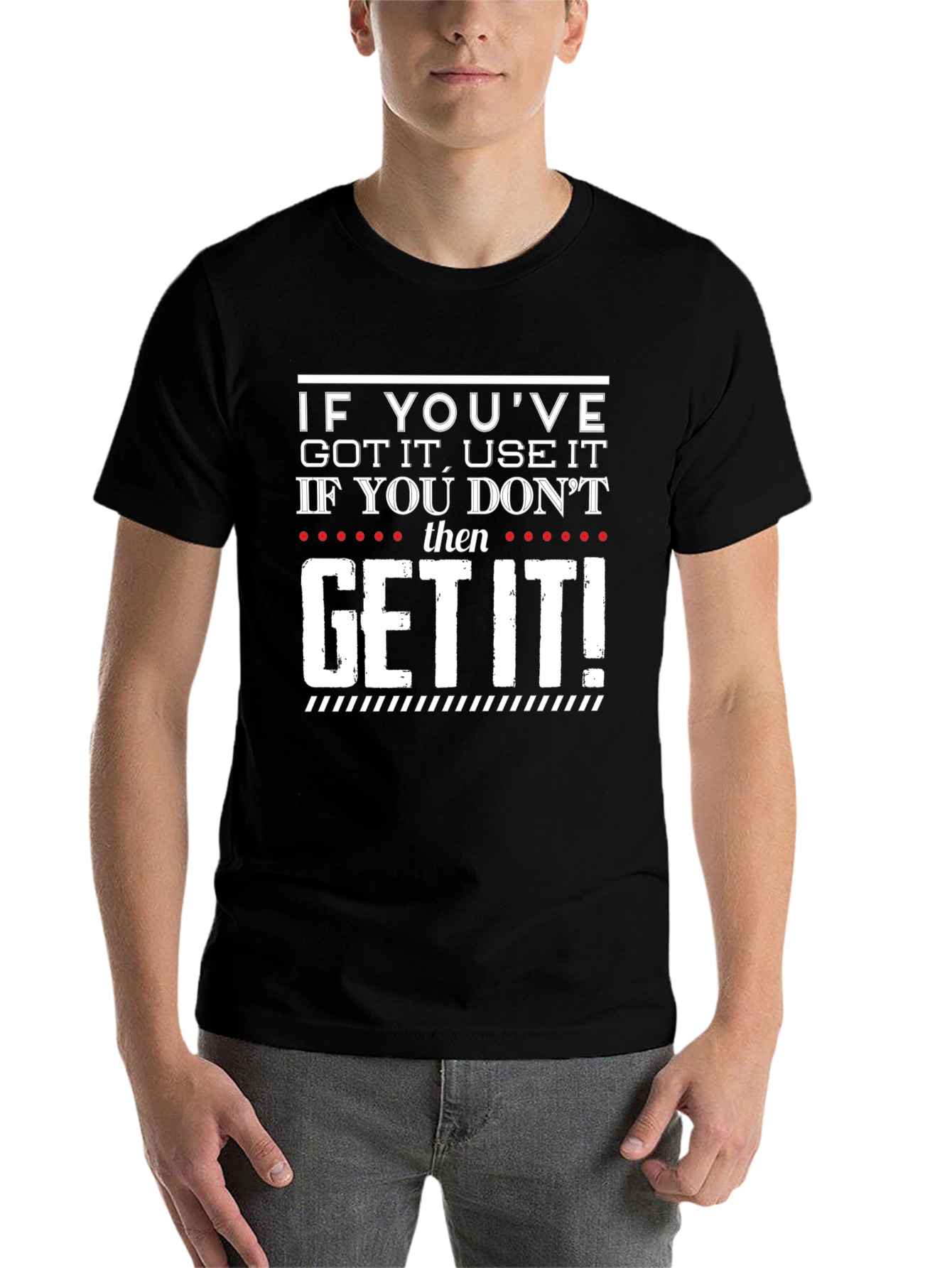 Black Humorous "Get It" Graphic Print T-Shirt view 7