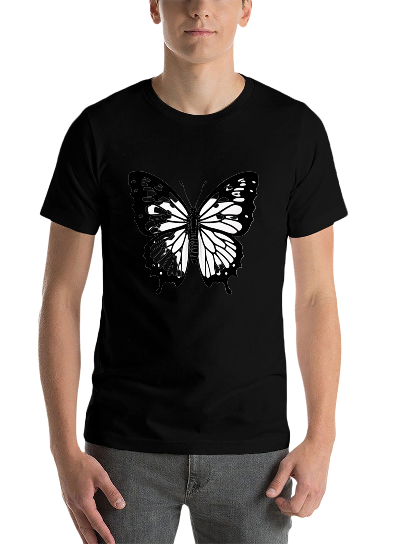 Black Butterfly Graphic Black T-Shirt view 7