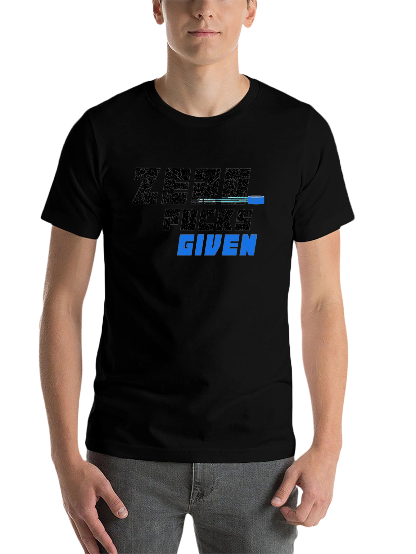 Black Zero Pucks Given Black Graphic T-Shirt view 7
