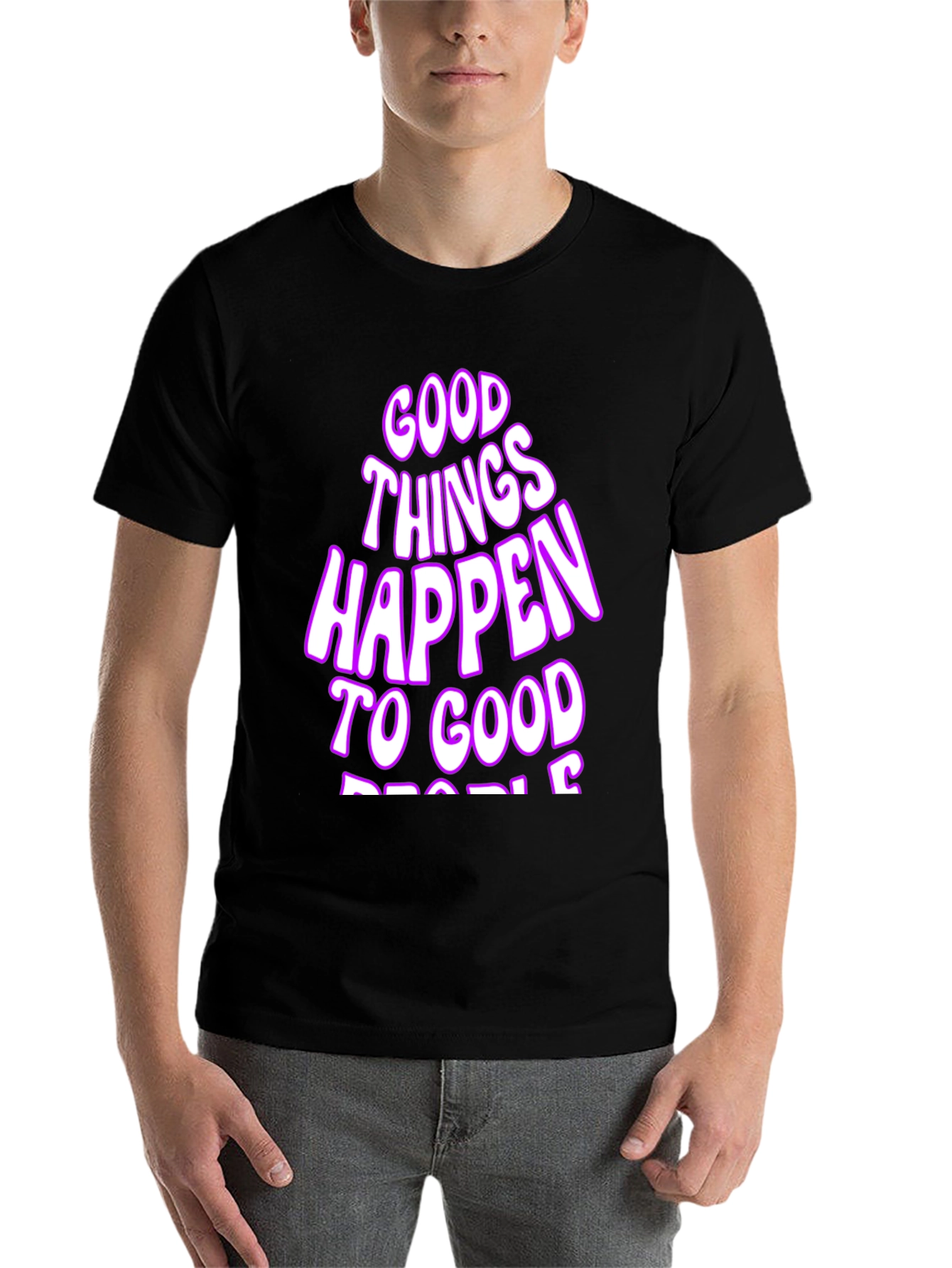 Black Good Things Happen T-Shirt - Black Casual Tee view 7