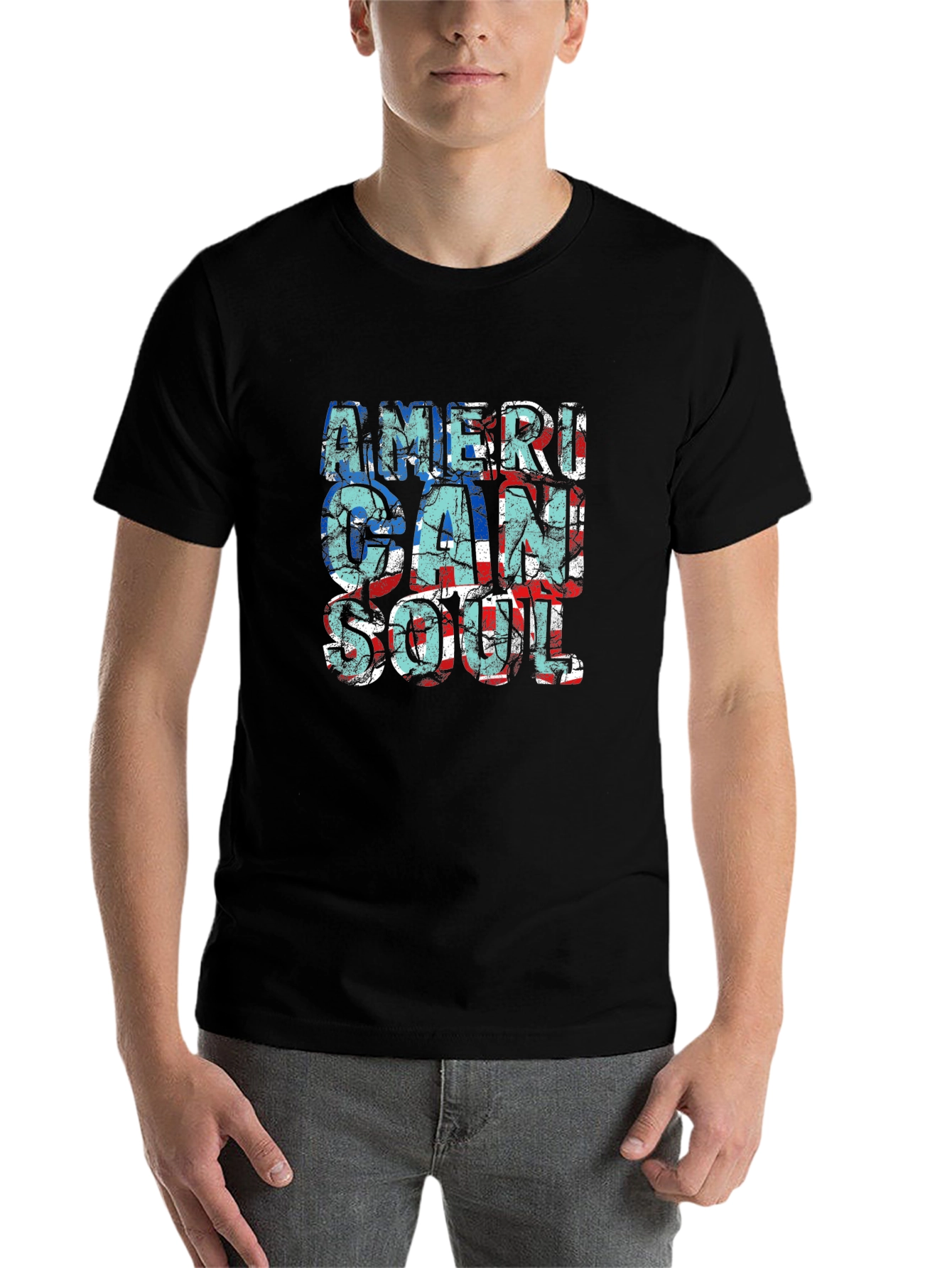 Black American Soul Graphic Print Black T-Shirt view 7