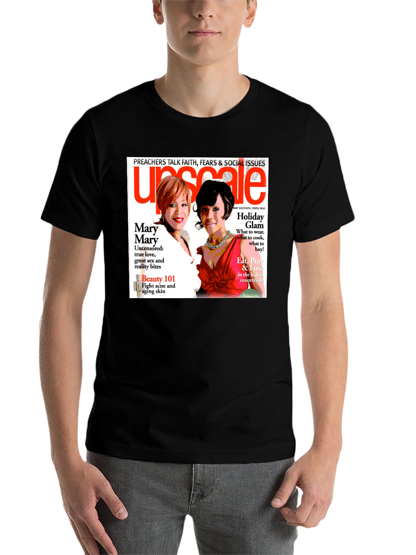 Black Upscale Magazine Graphic T-Shirt view 7