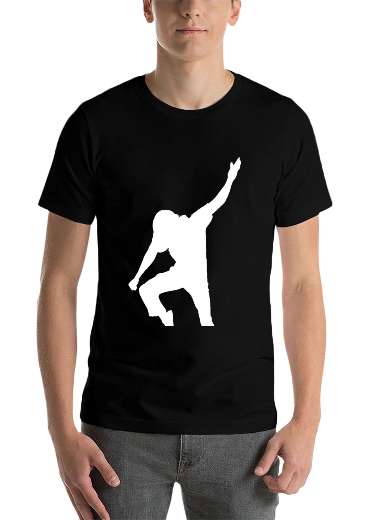 Black Football Player Silhouette Graphic Tee view 7