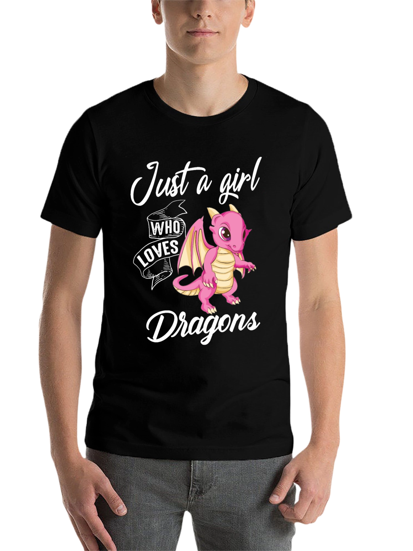 Black Just a Girl Who Loves Dragons T-Shirt view 7