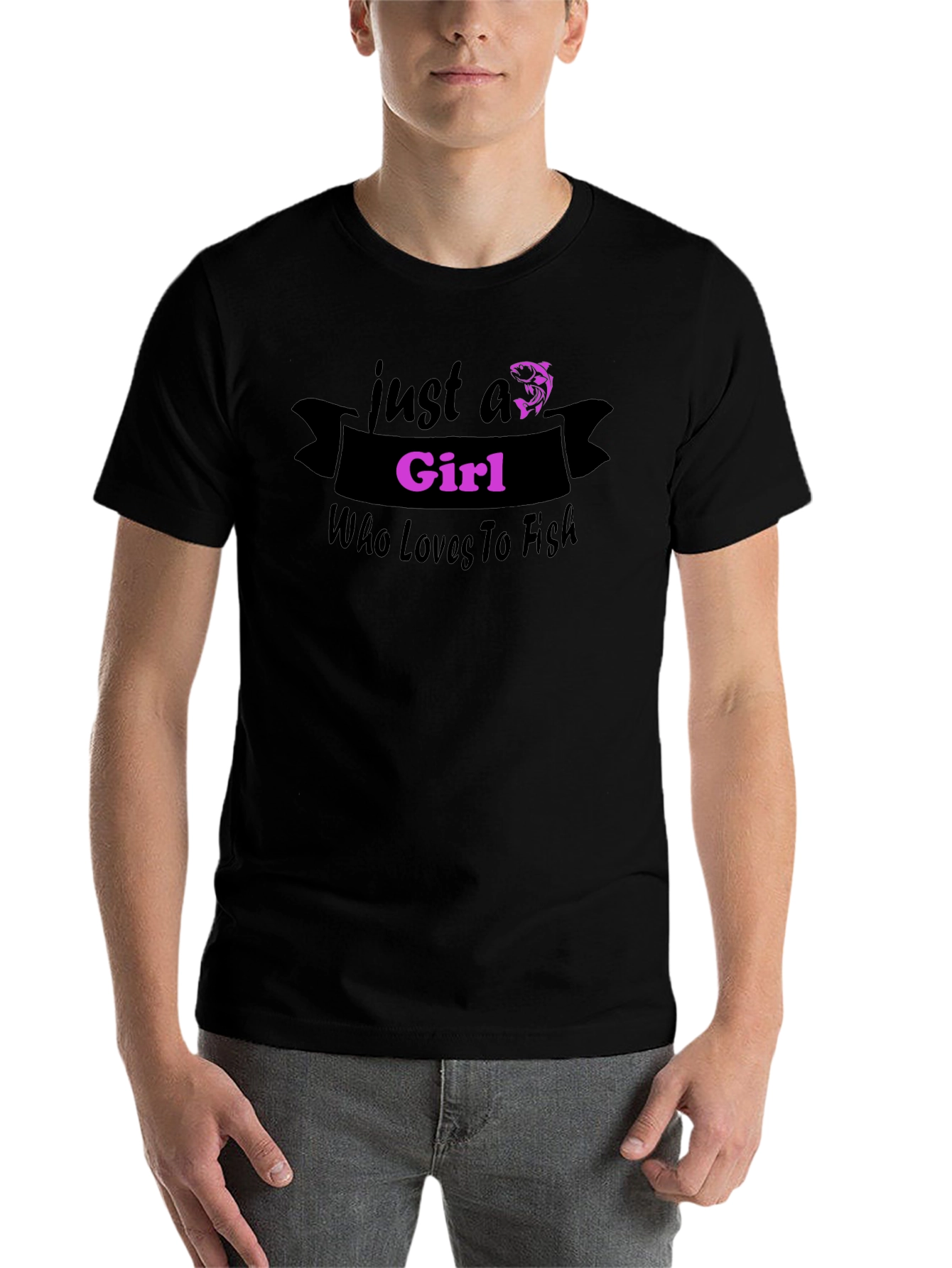 Black Just a Girl Who Loves to Fish T-Shirt view 7