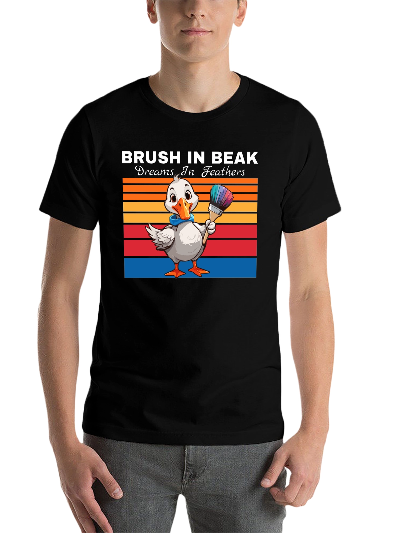 Black Brush in Beak T-shirt view 7