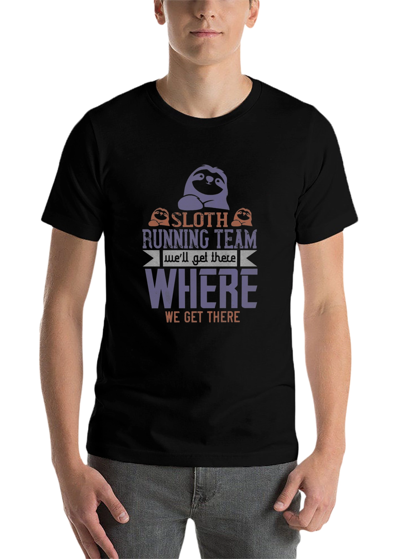 Black Sloth Running Team T-Shirt - We'll Get There Slow view 7