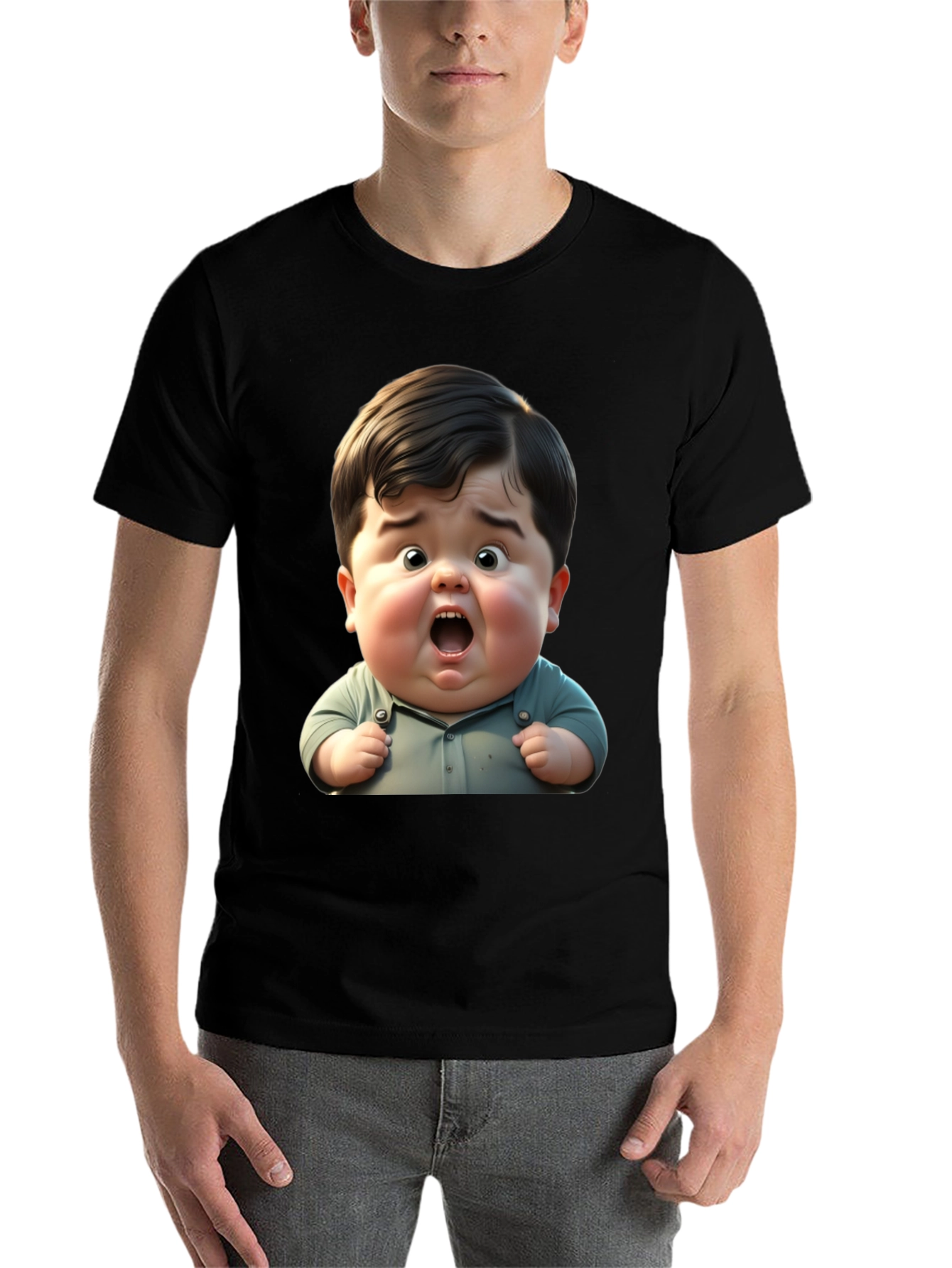 Black Funny Baby Graphic Black T-Shirt view 7