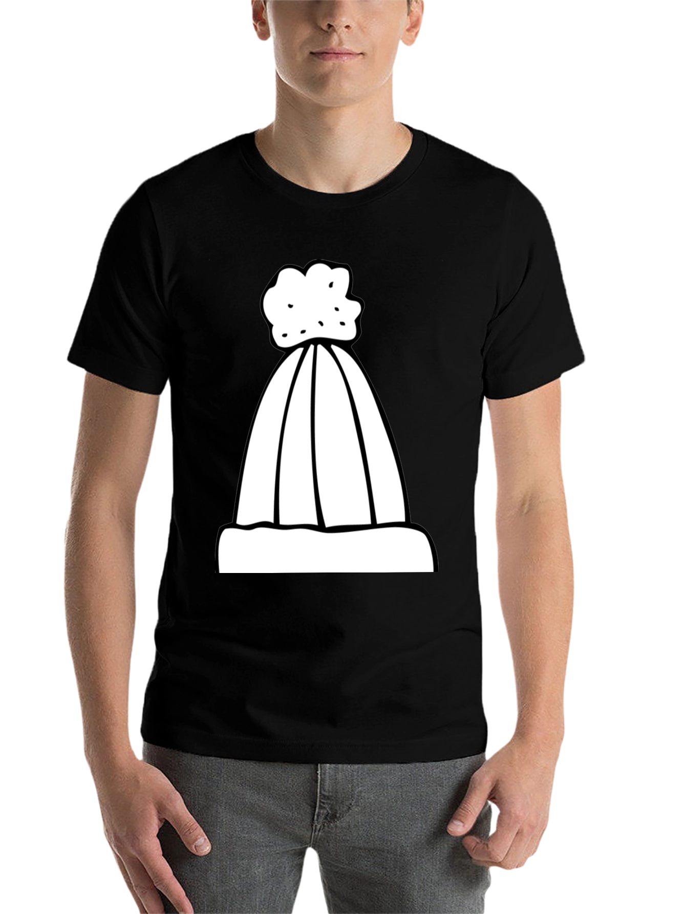 Black Winter Hat Graphic Tee - Stylish & Comfy Black T-Shirt view 7