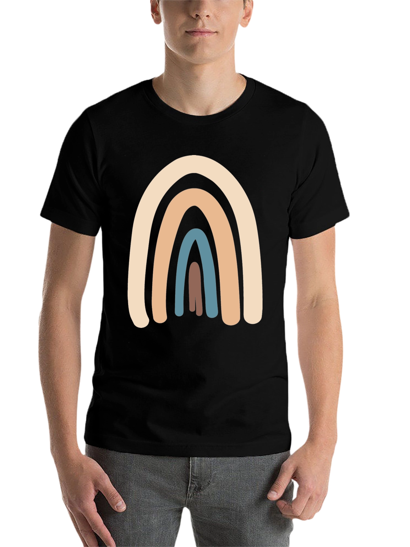 Black Neutral Rainbow Graphic T-Shirt - Casual Style view 7