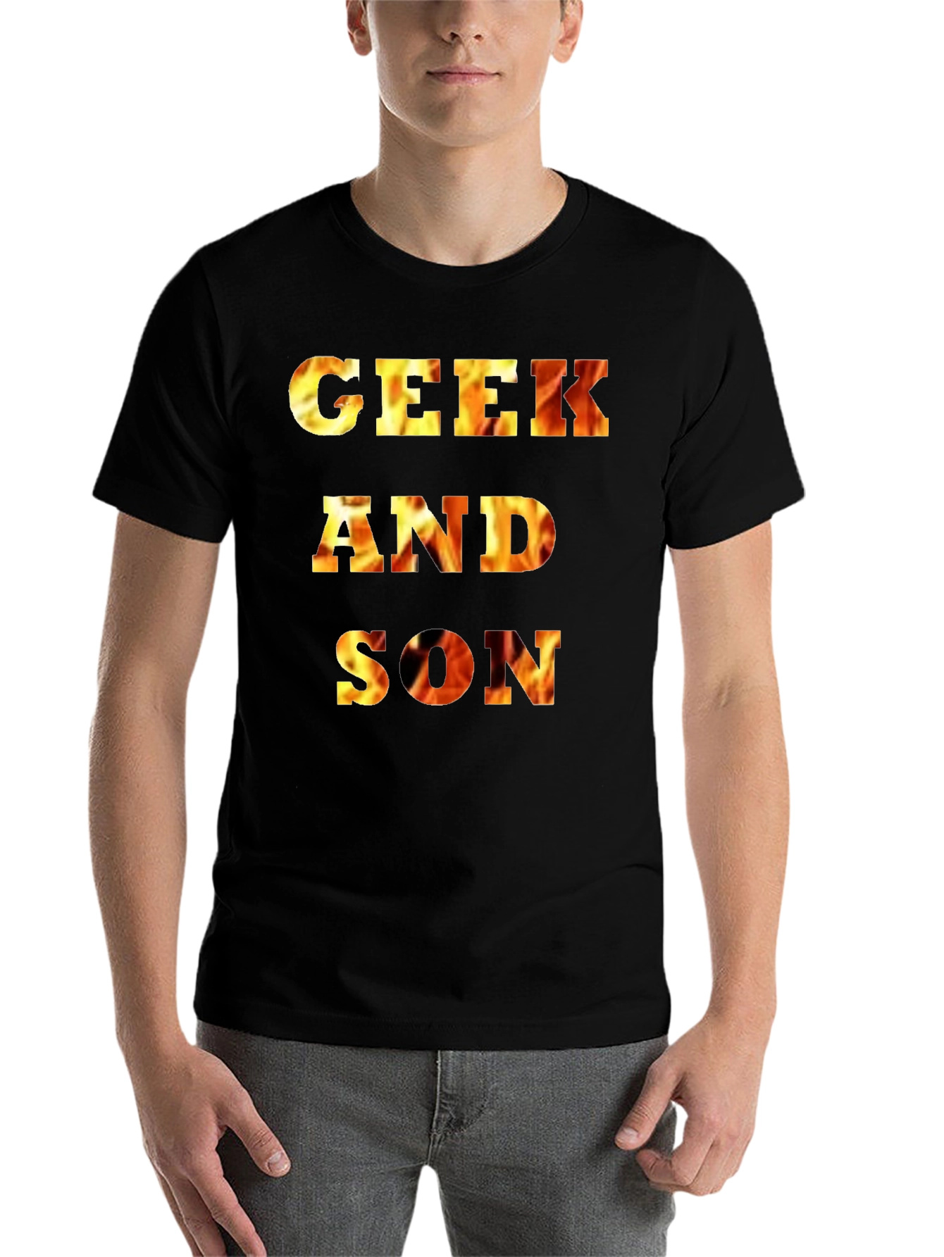 Black Geek and Son Flaming Graphic Tee - Black view 7